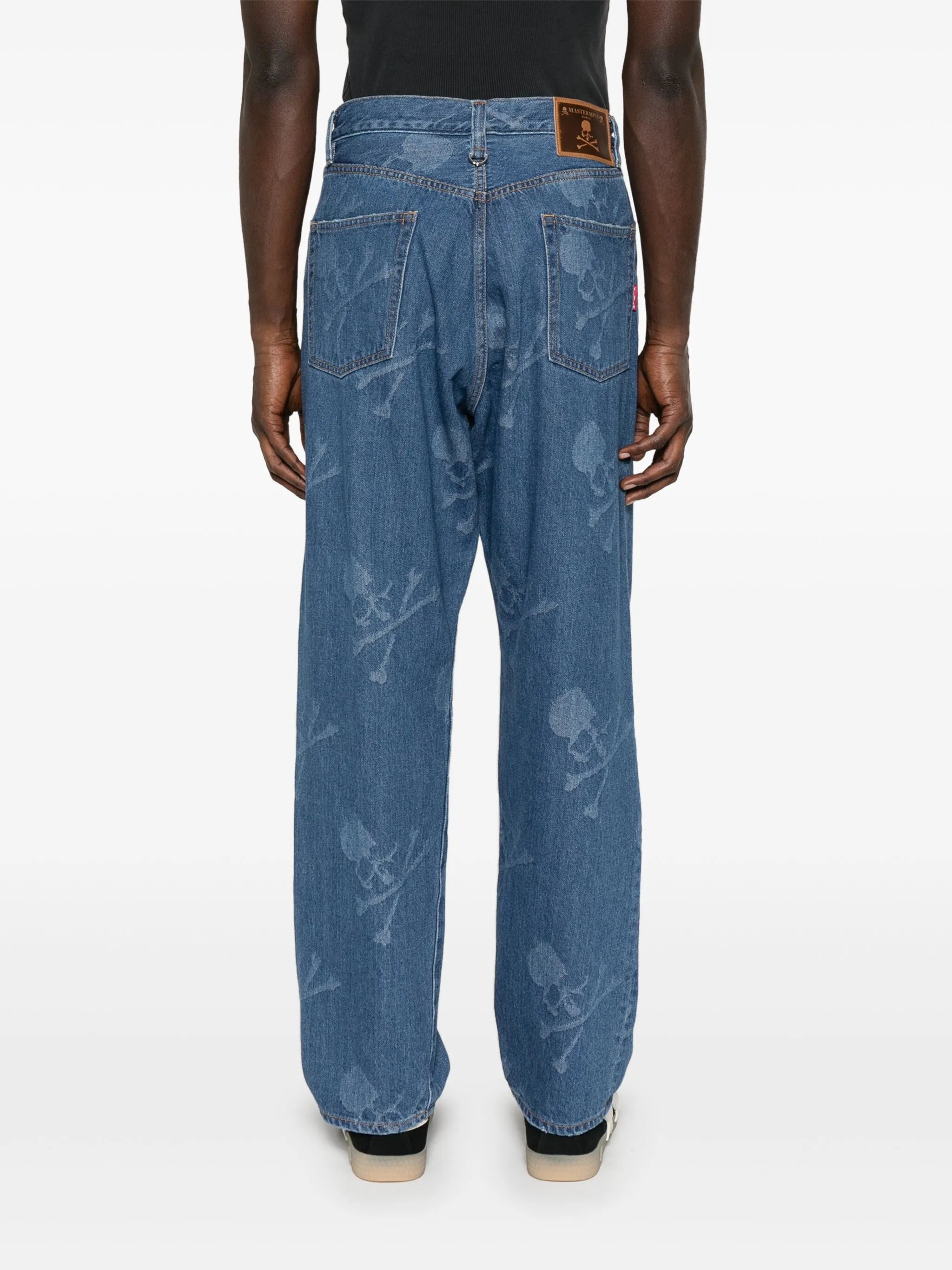 monogram-pattern straight-leg jeans