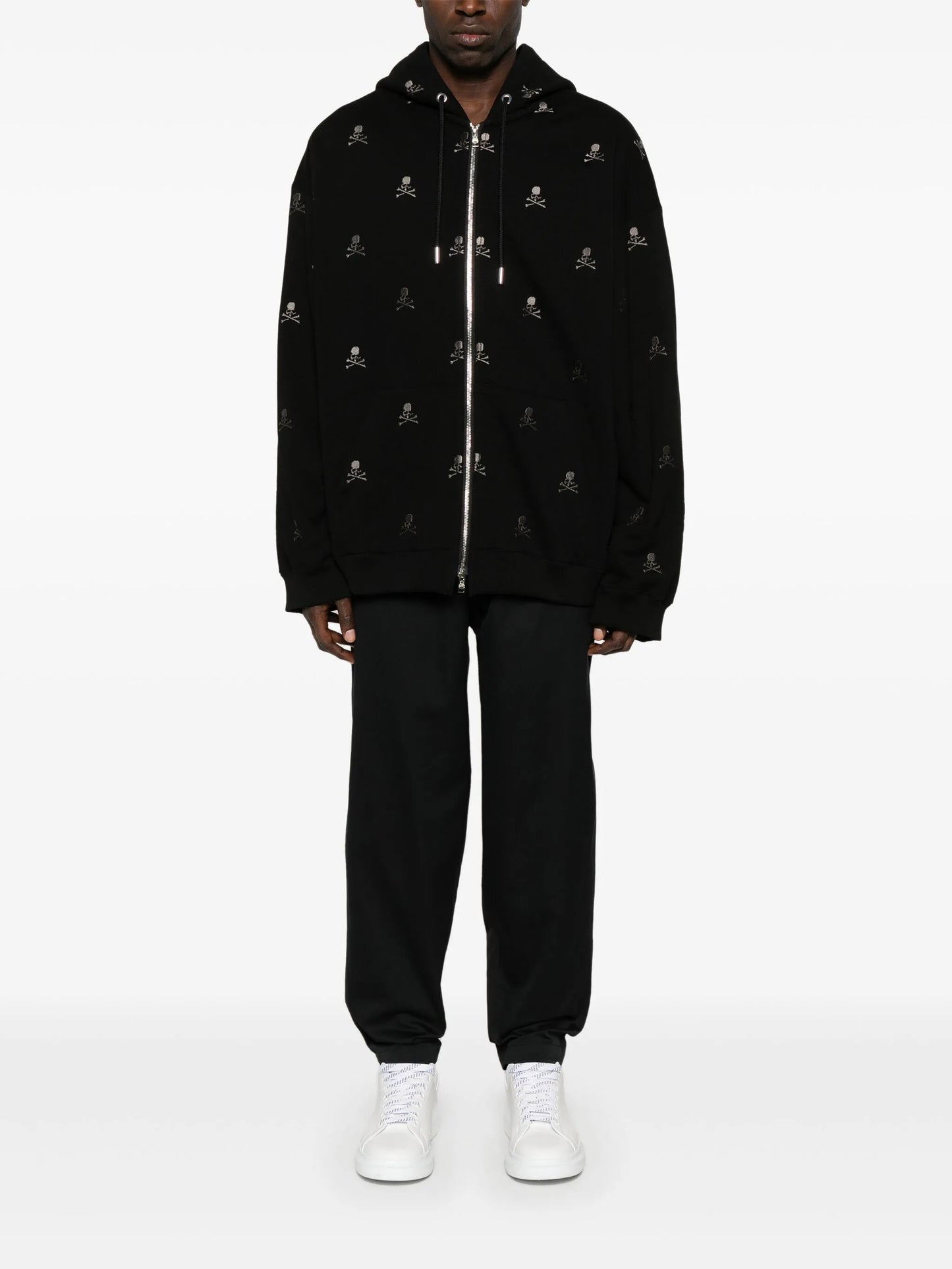 skull-embroidered hoodie
