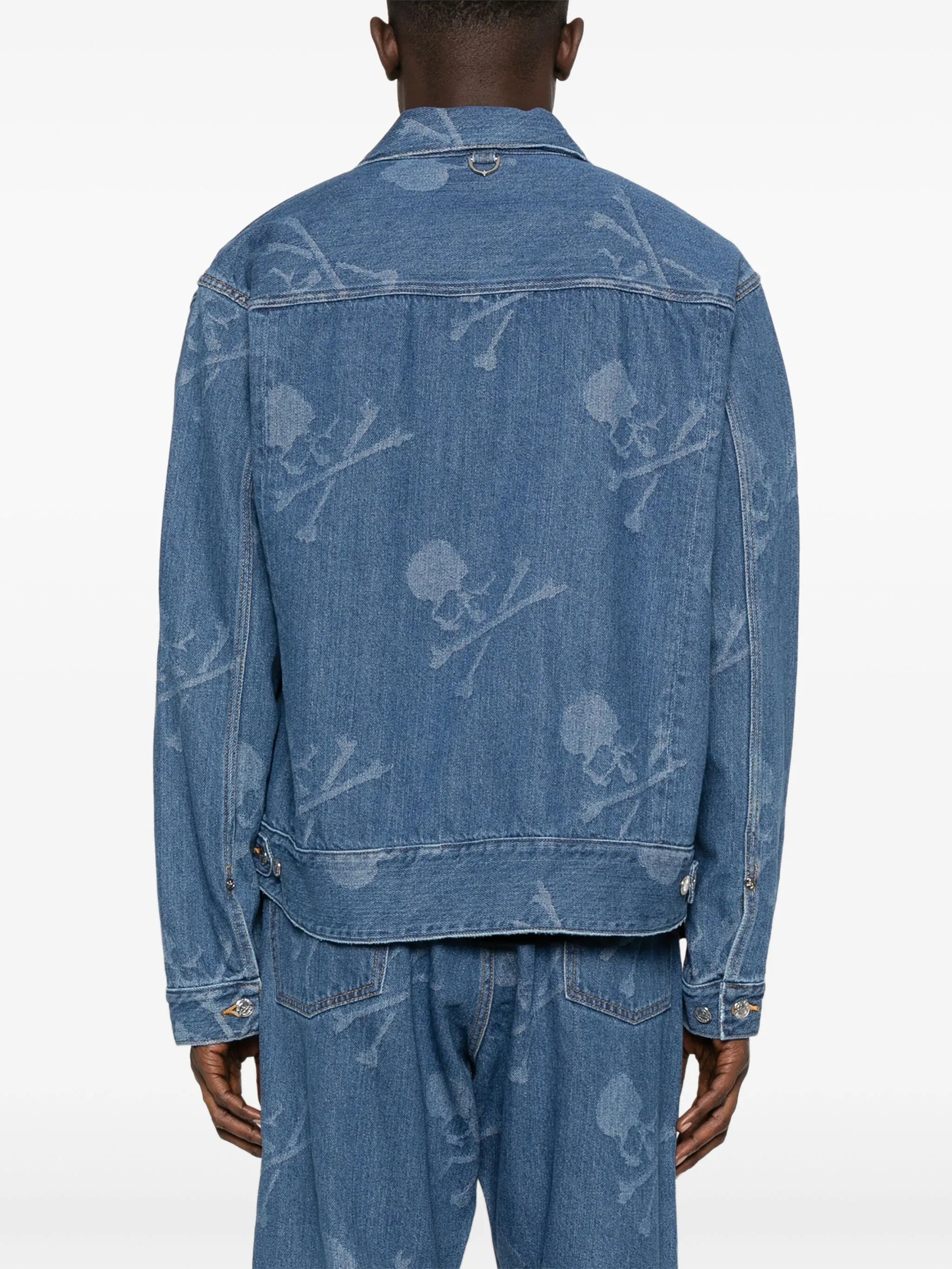 monogram-pattern denim jacket