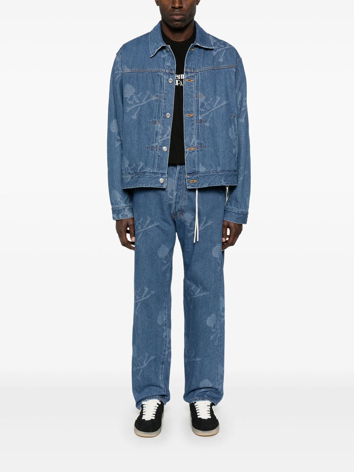 monogram-pattern denim jacket