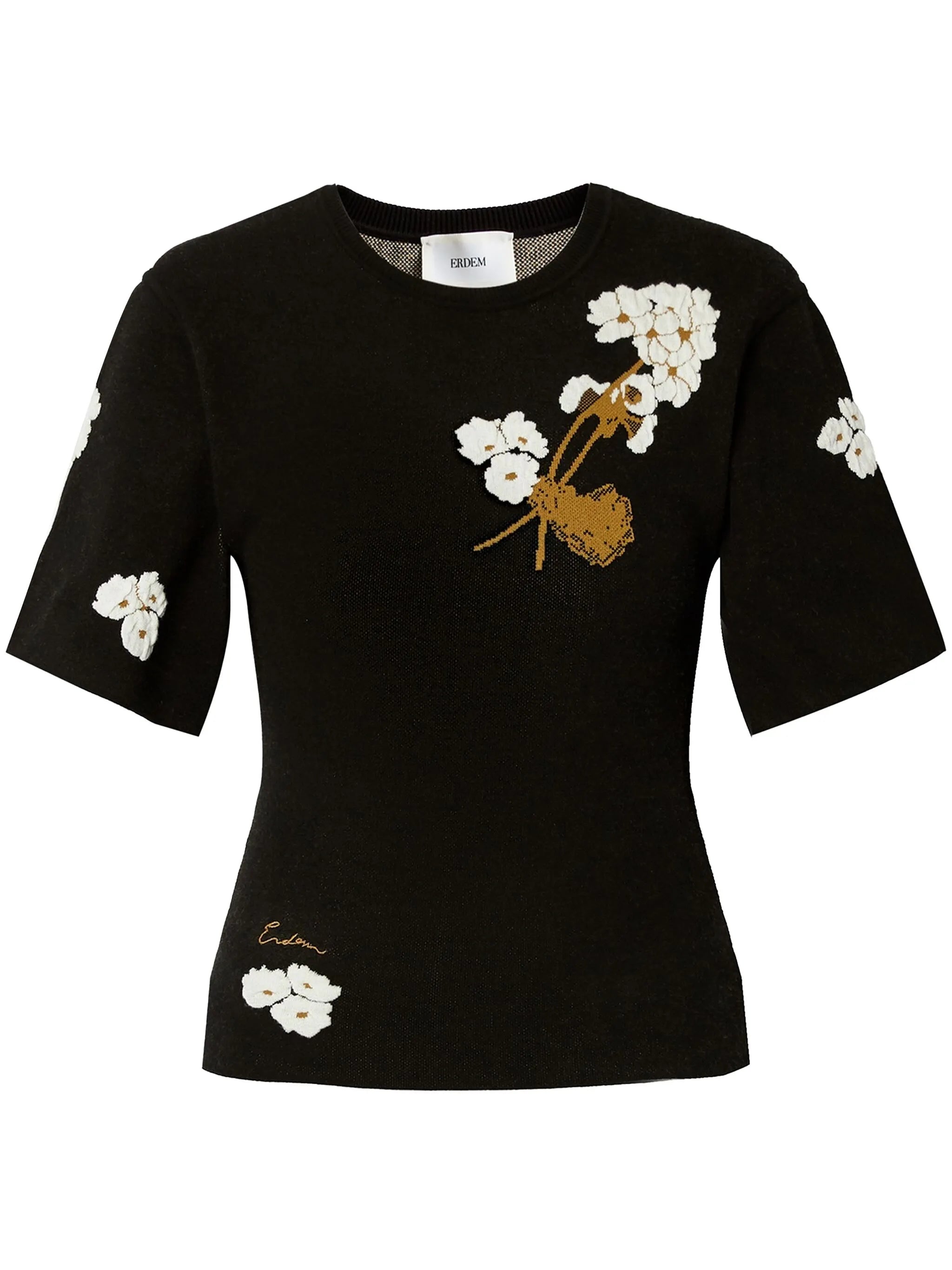 floral-intarsia T-shirt