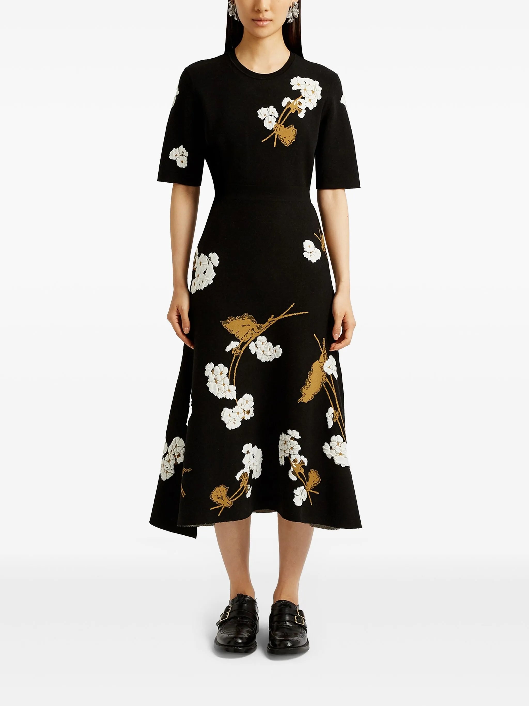 floral-intarsia T-shirt