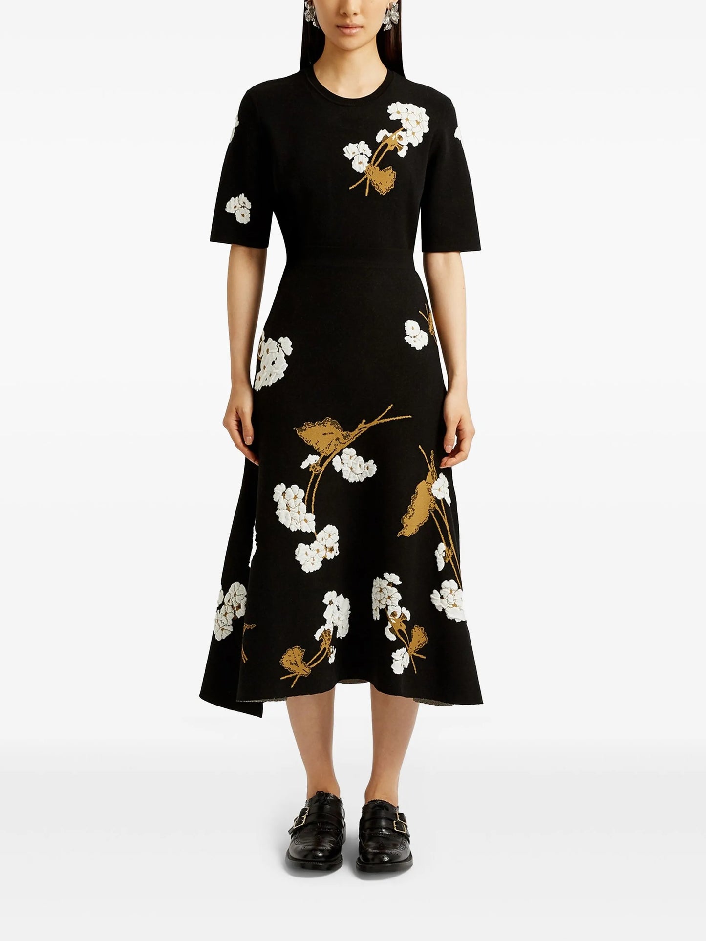 floral-intarsia T-shirt