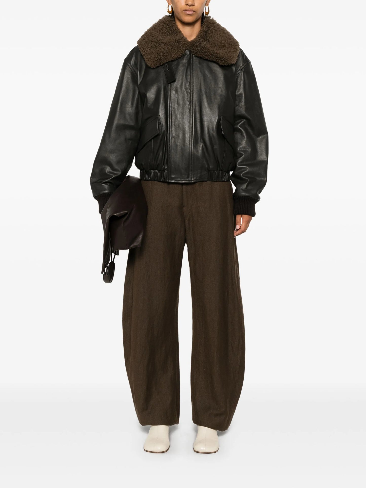 shearling collar leather jacket