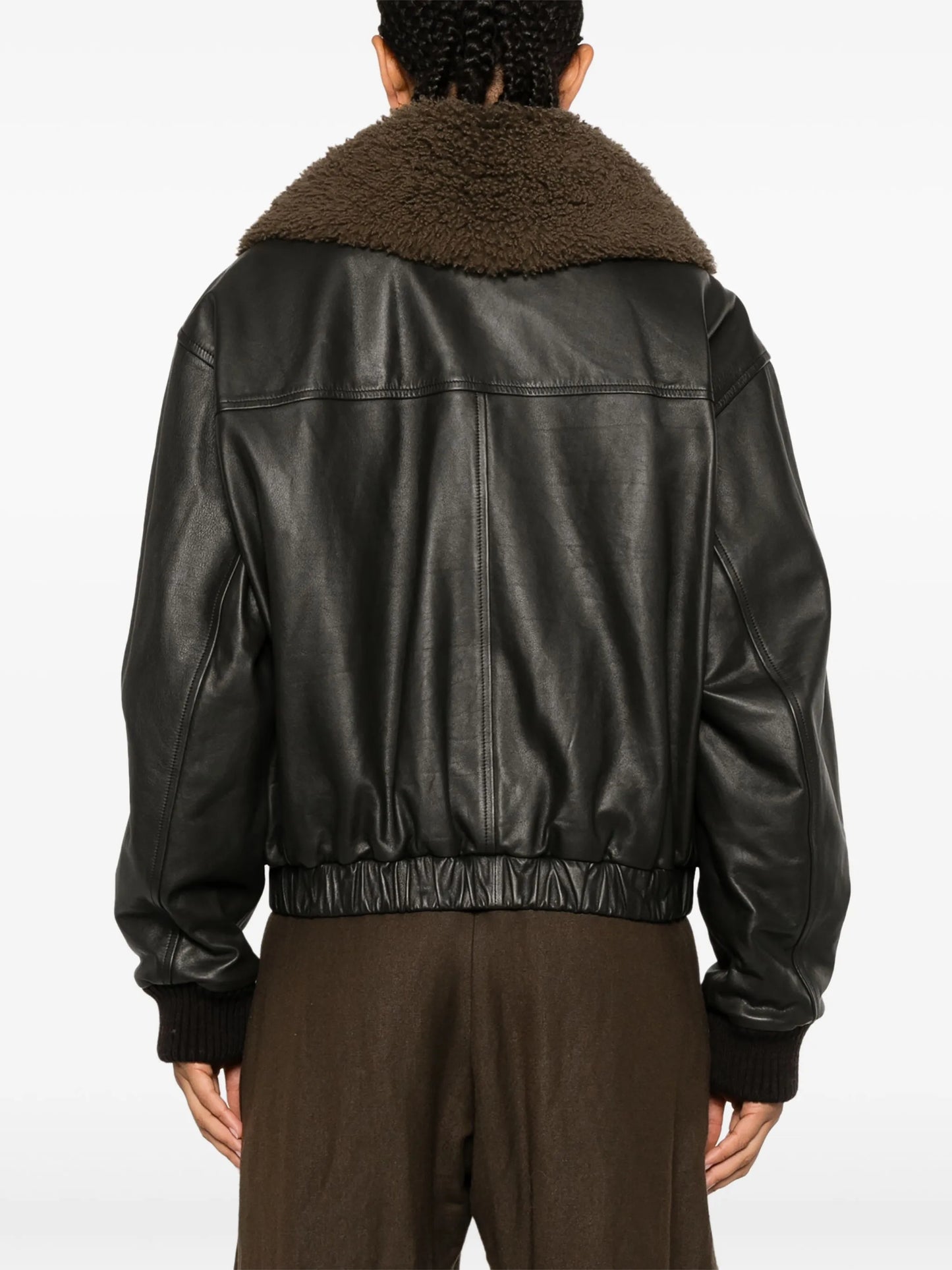 shearling collar leather jacket