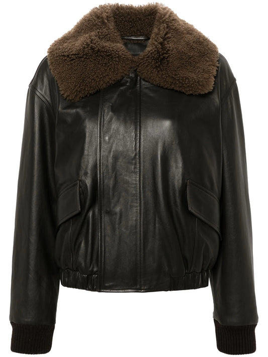 shearling collar leather jacket