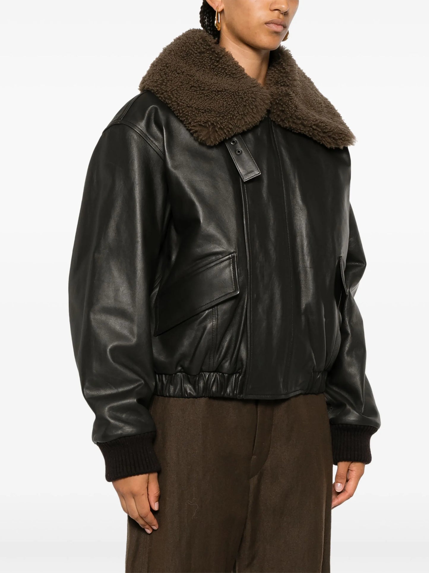 shearling collar leather jacket