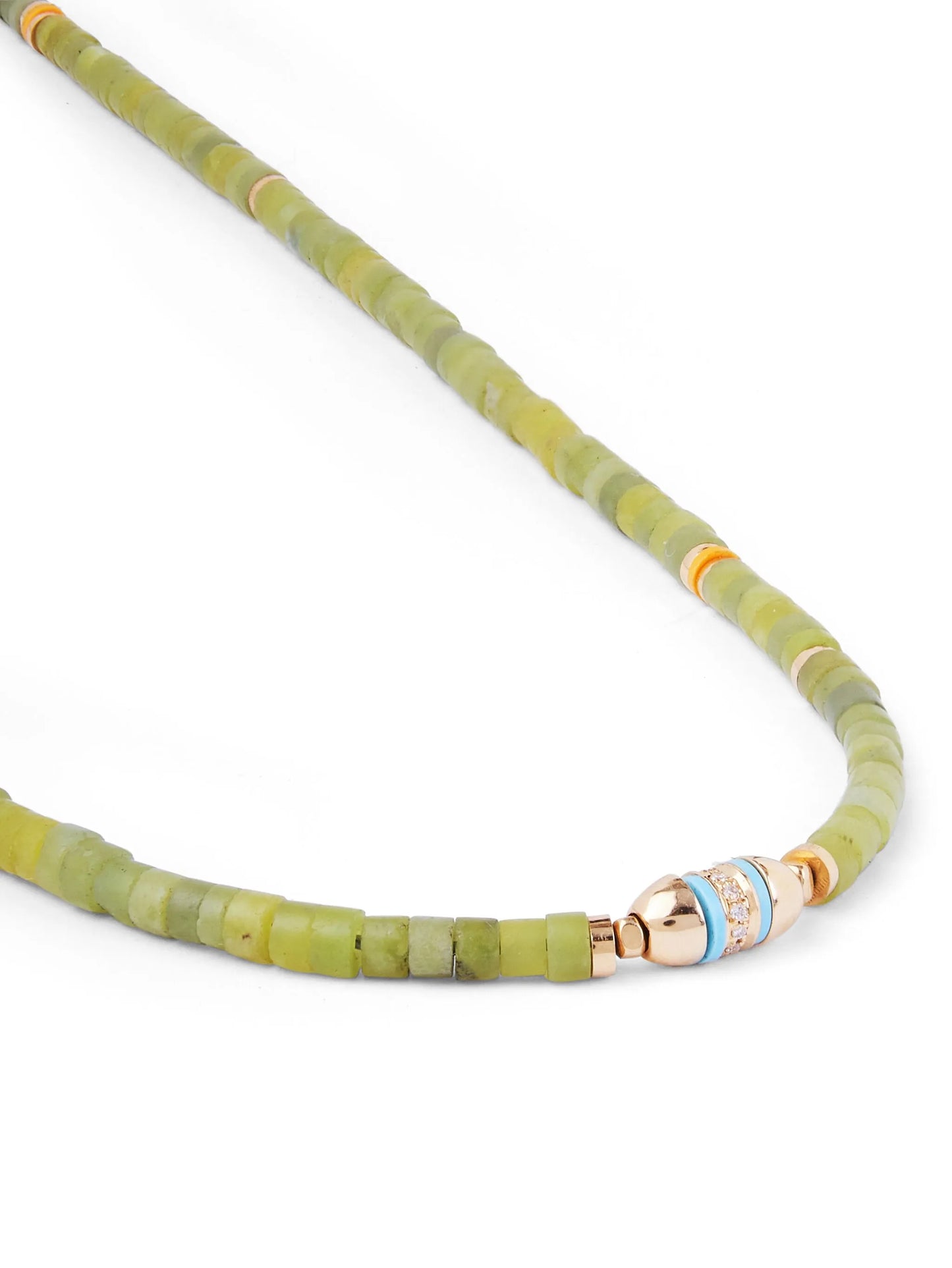 18kt yellow gold Cherish jade and diamond necklace