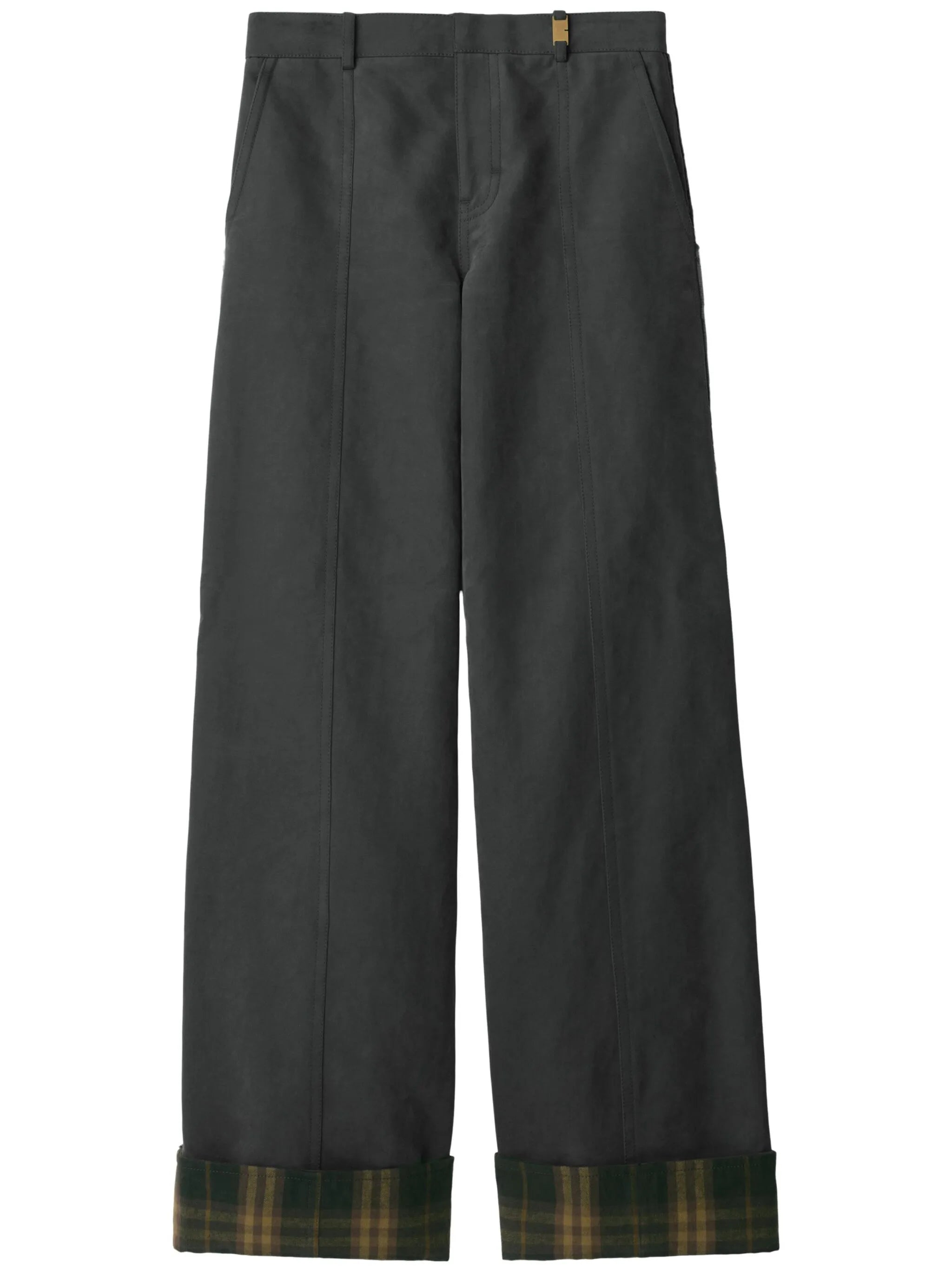 Check-trim trousers
