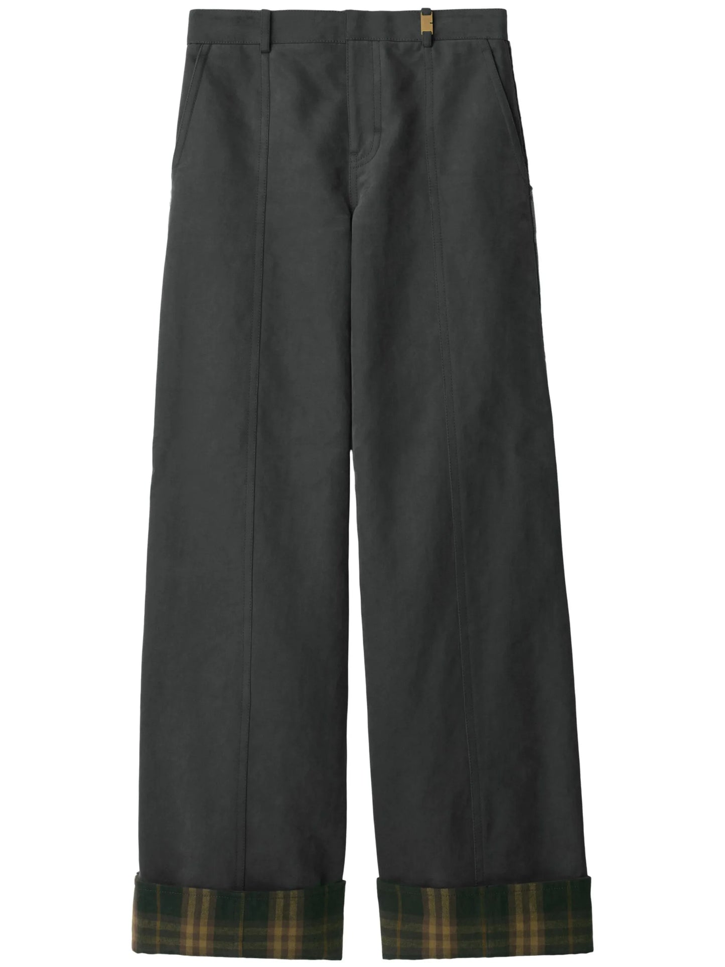 Check-trim trousers
