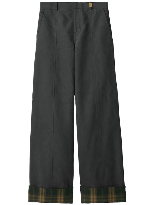 Check-trim trousers