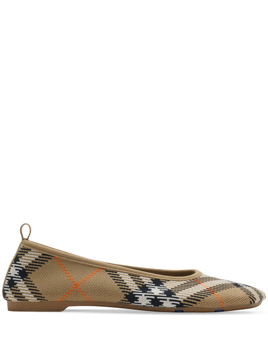 Check knit baby ballerinas