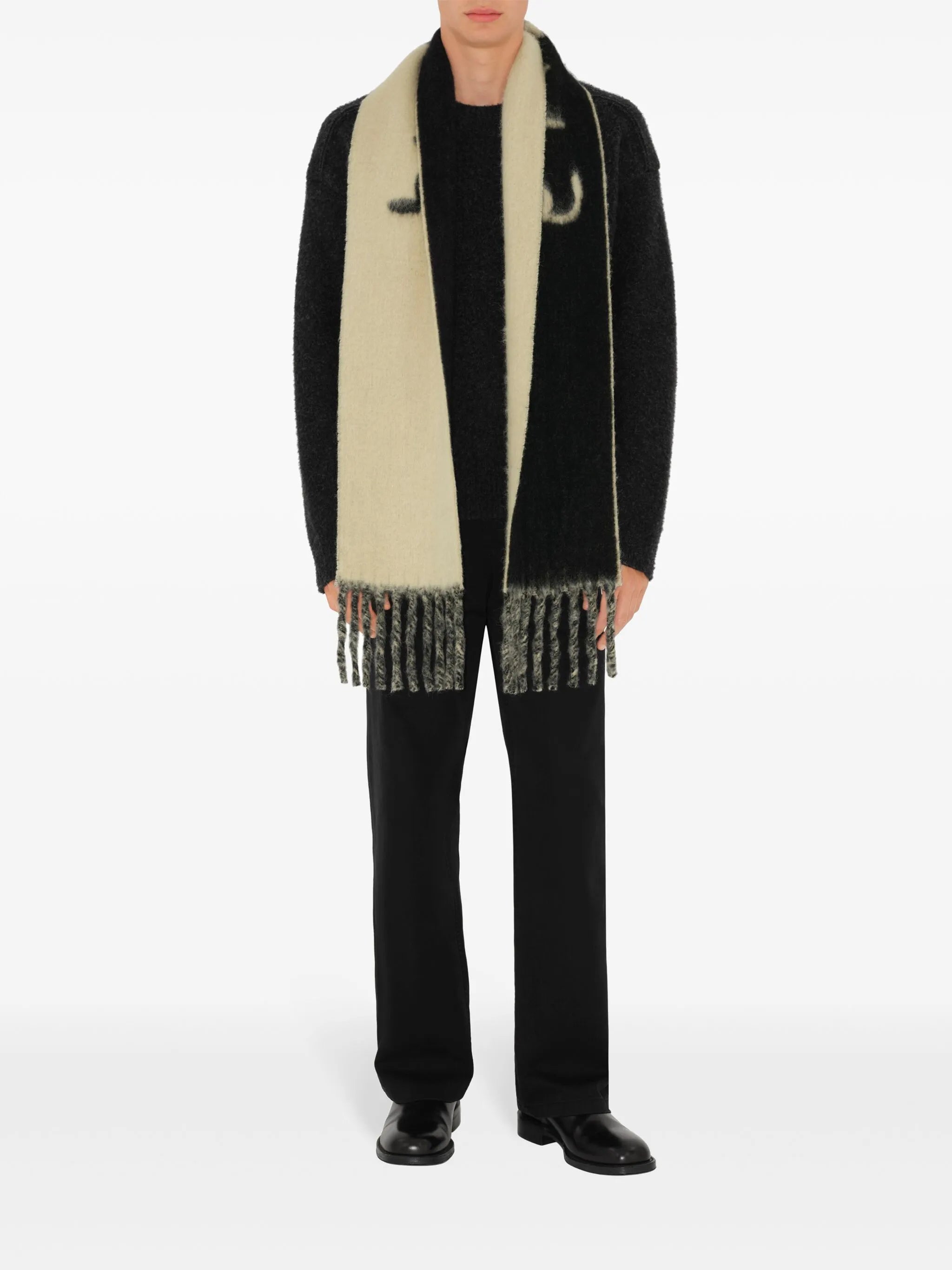 logo-intarsia reversible scarf