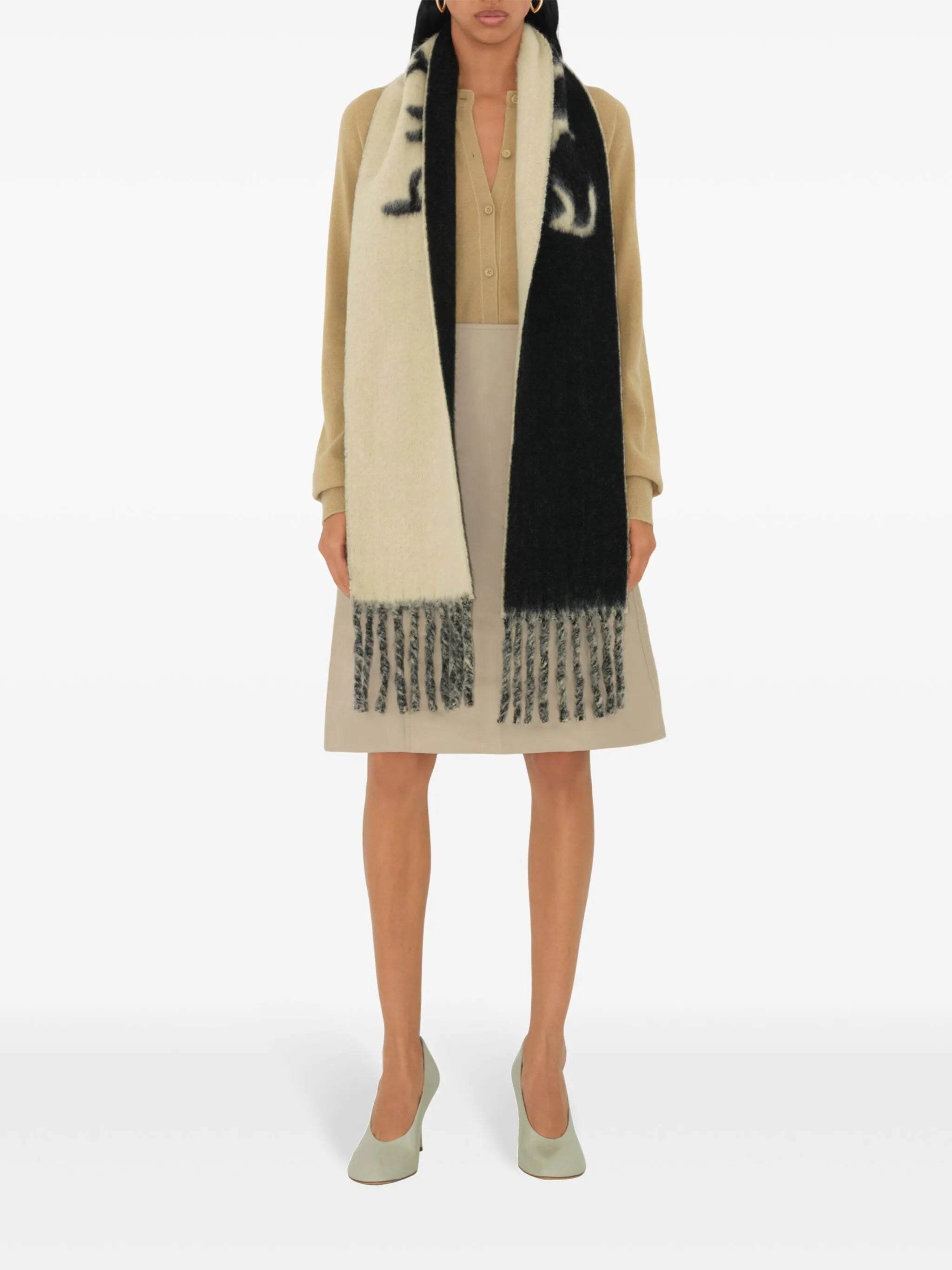 logo-intarsia reversible scarf