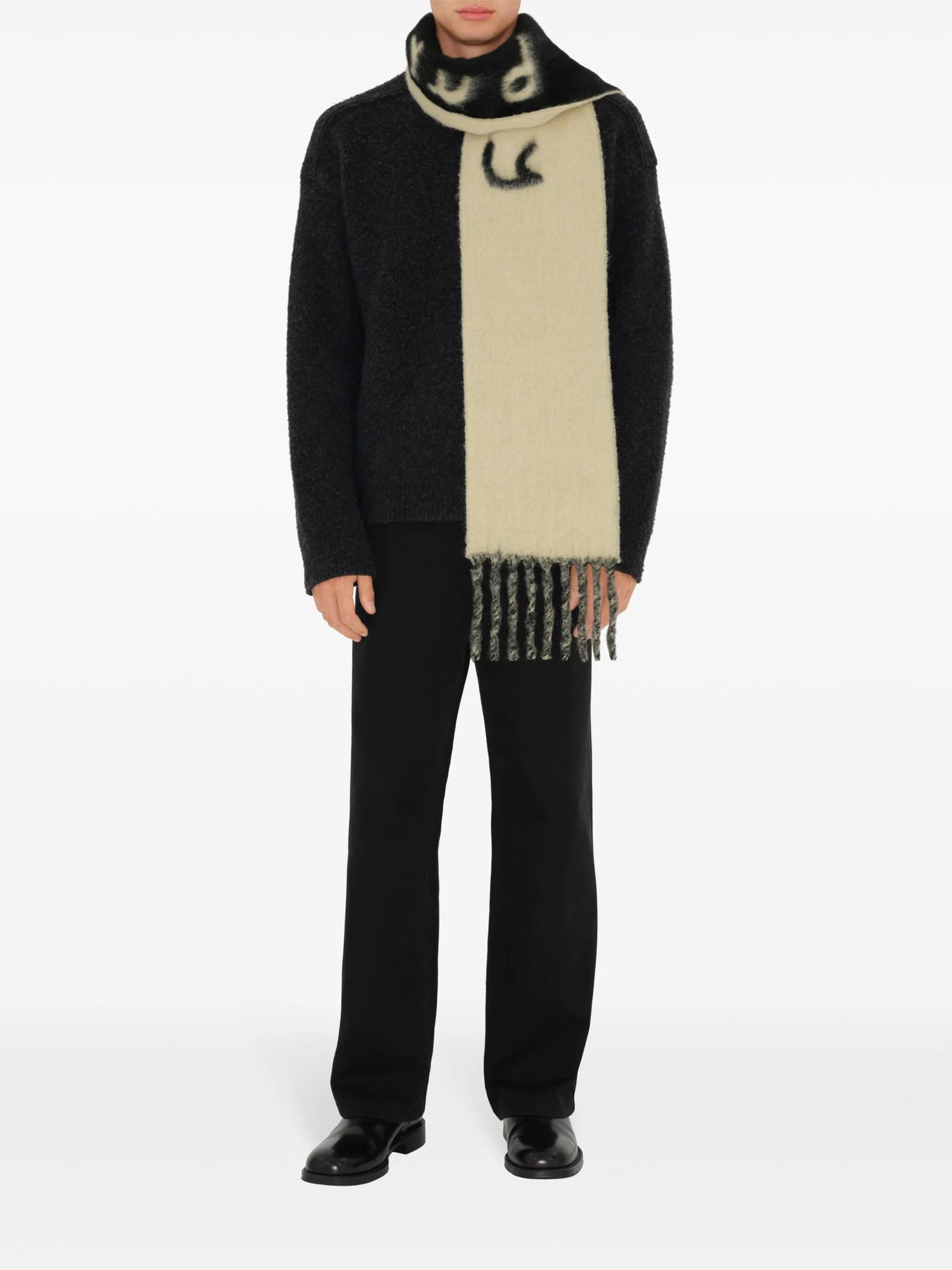 logo-intarsia reversible scarf
