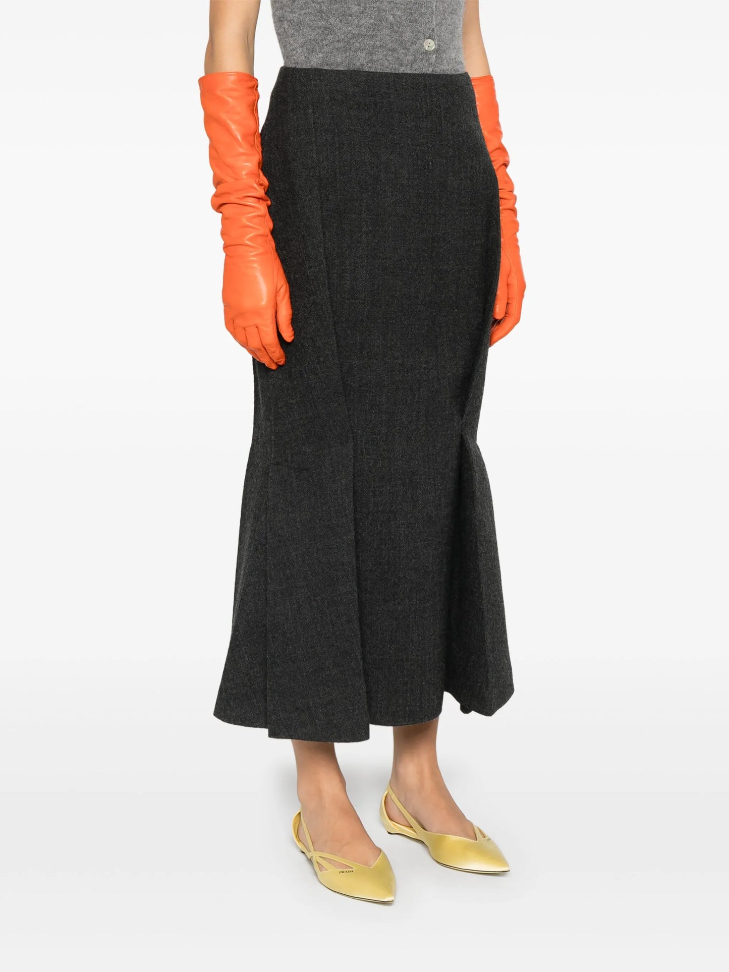 pleated midi skirt