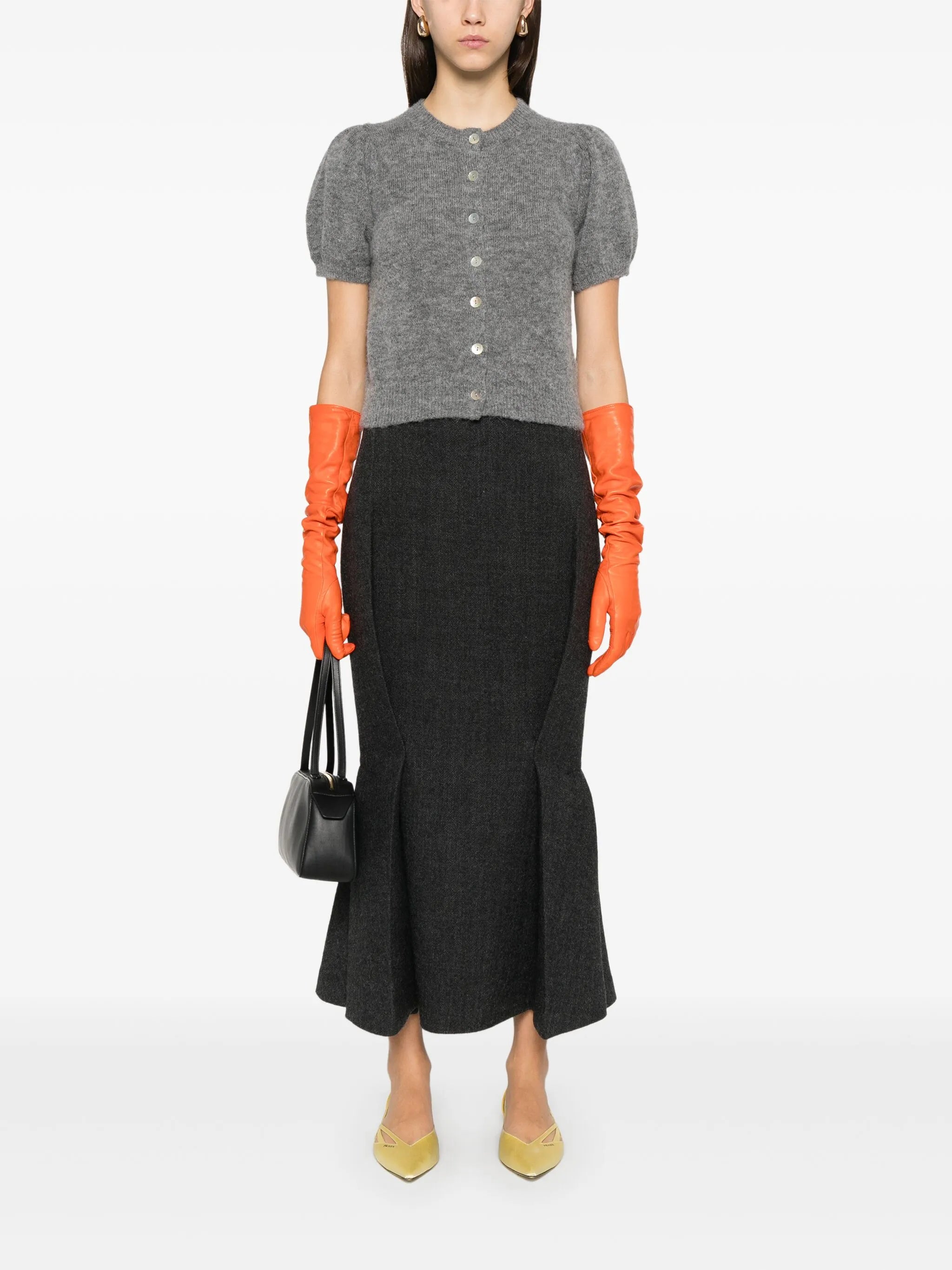 pleated midi skirt