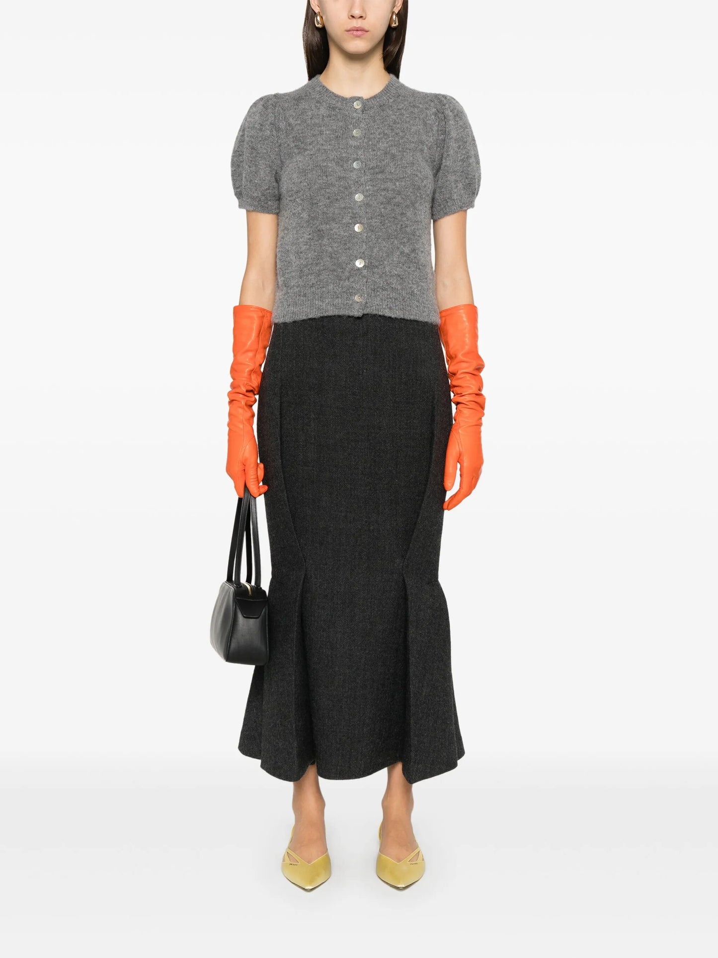 pleated midi skirt