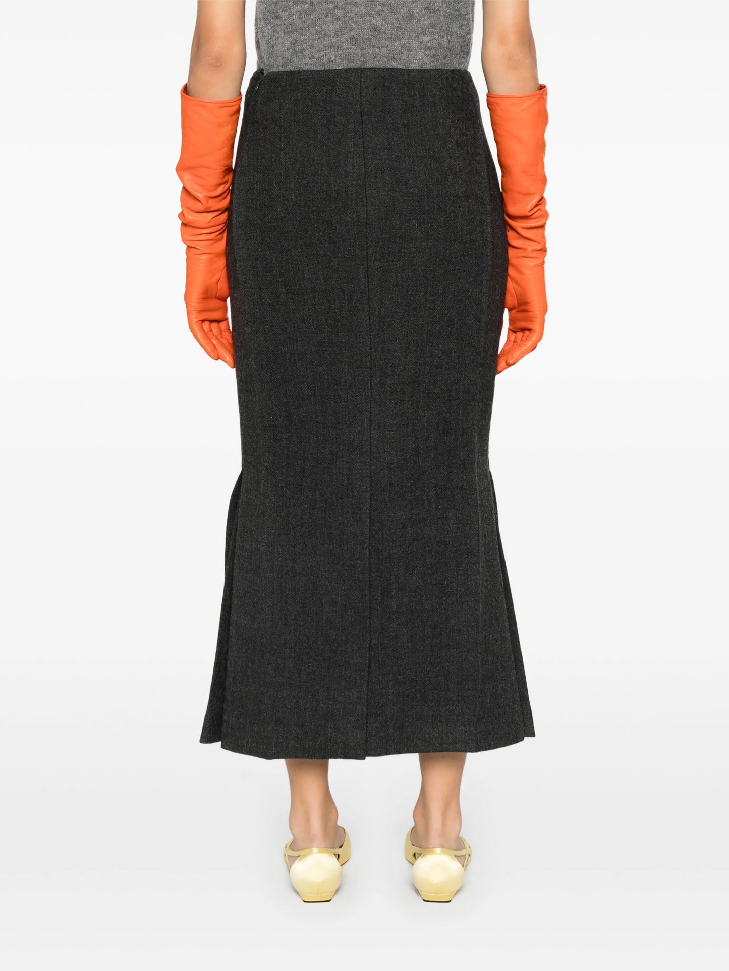 pleated midi skirt