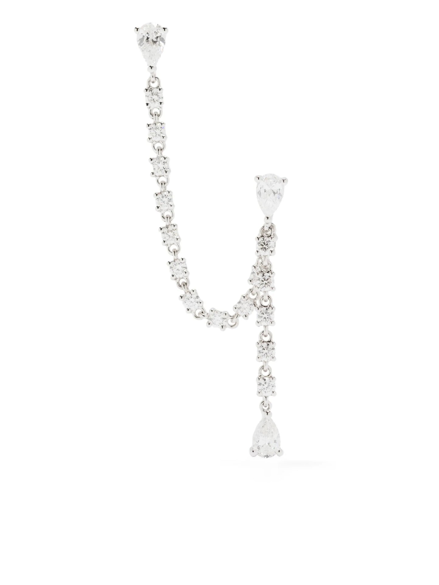 14K white gold diamond drop earring