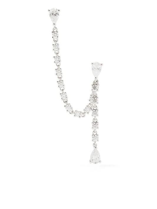 14K white gold diamond drop earring