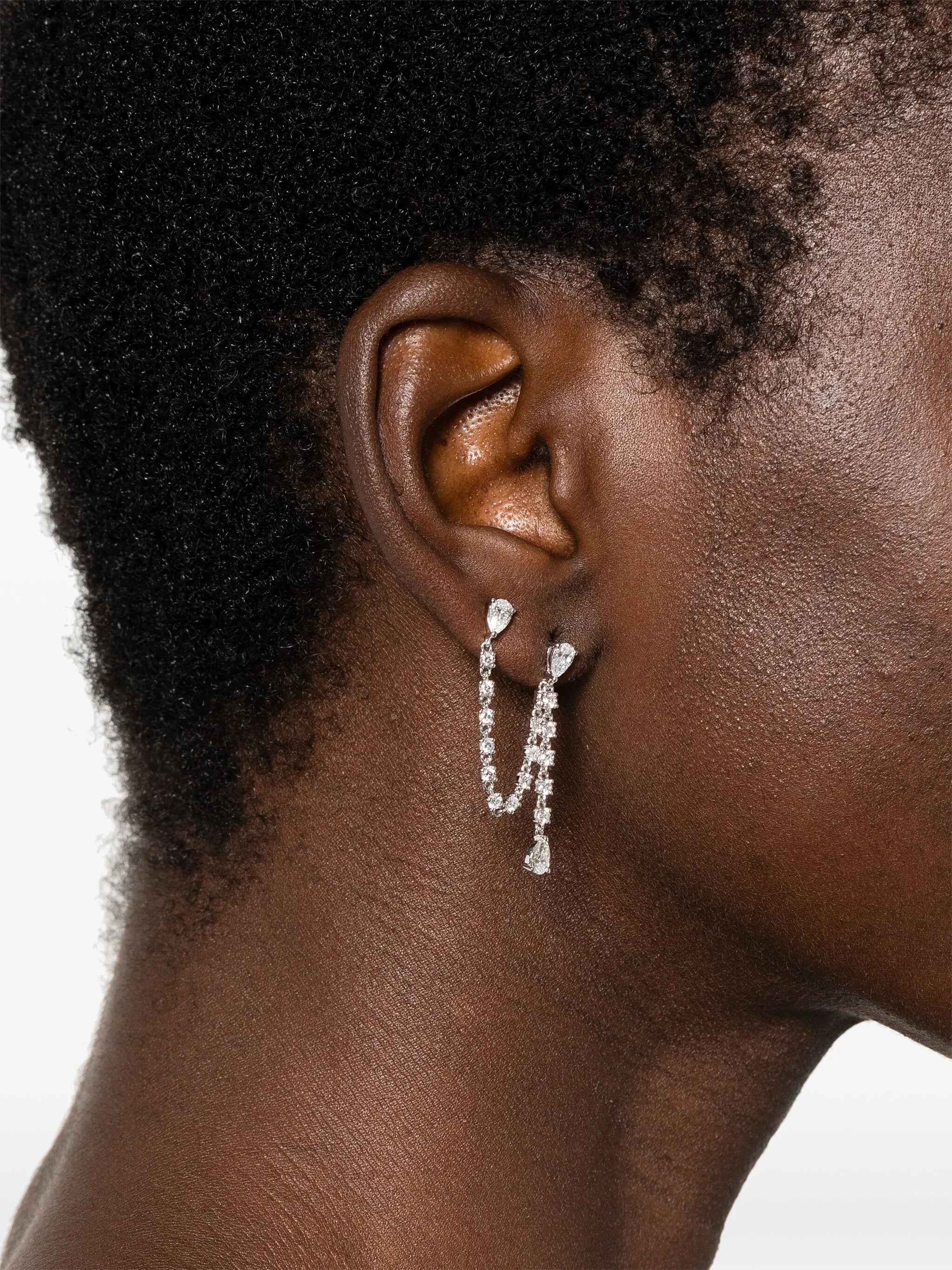14K white gold diamond drop earring