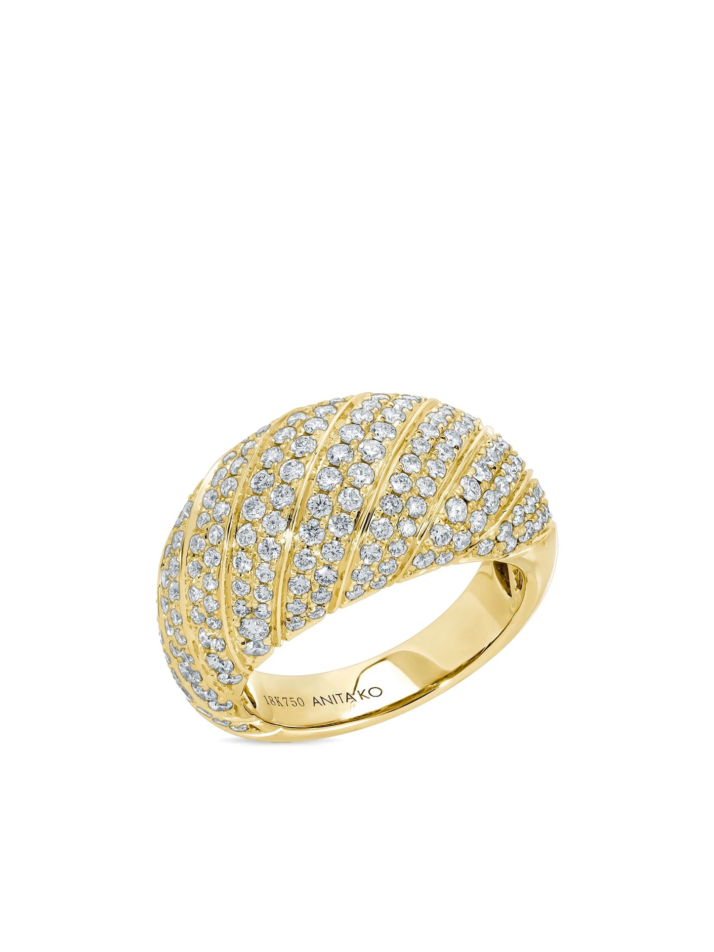 18kt yellow gold domed diamond ring
