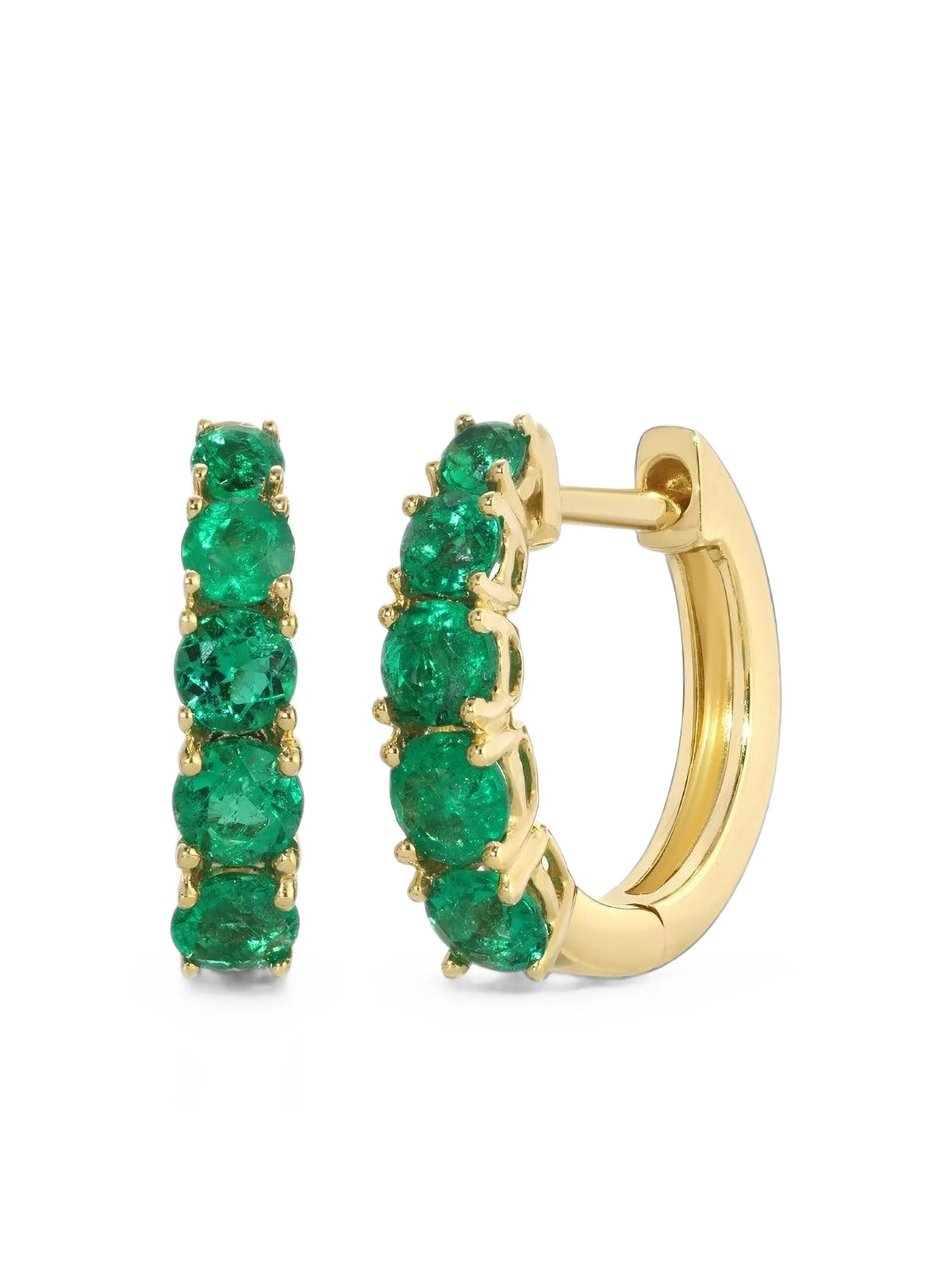 graduated emerald huggies earrings