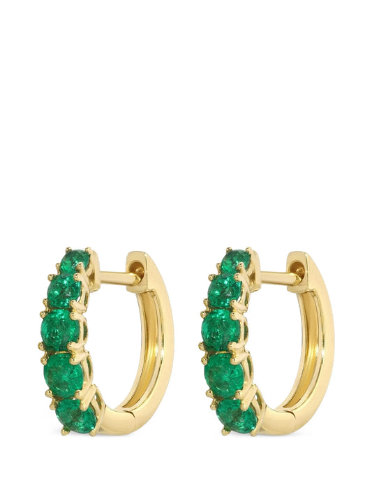 graduated emerald huggies earrings
