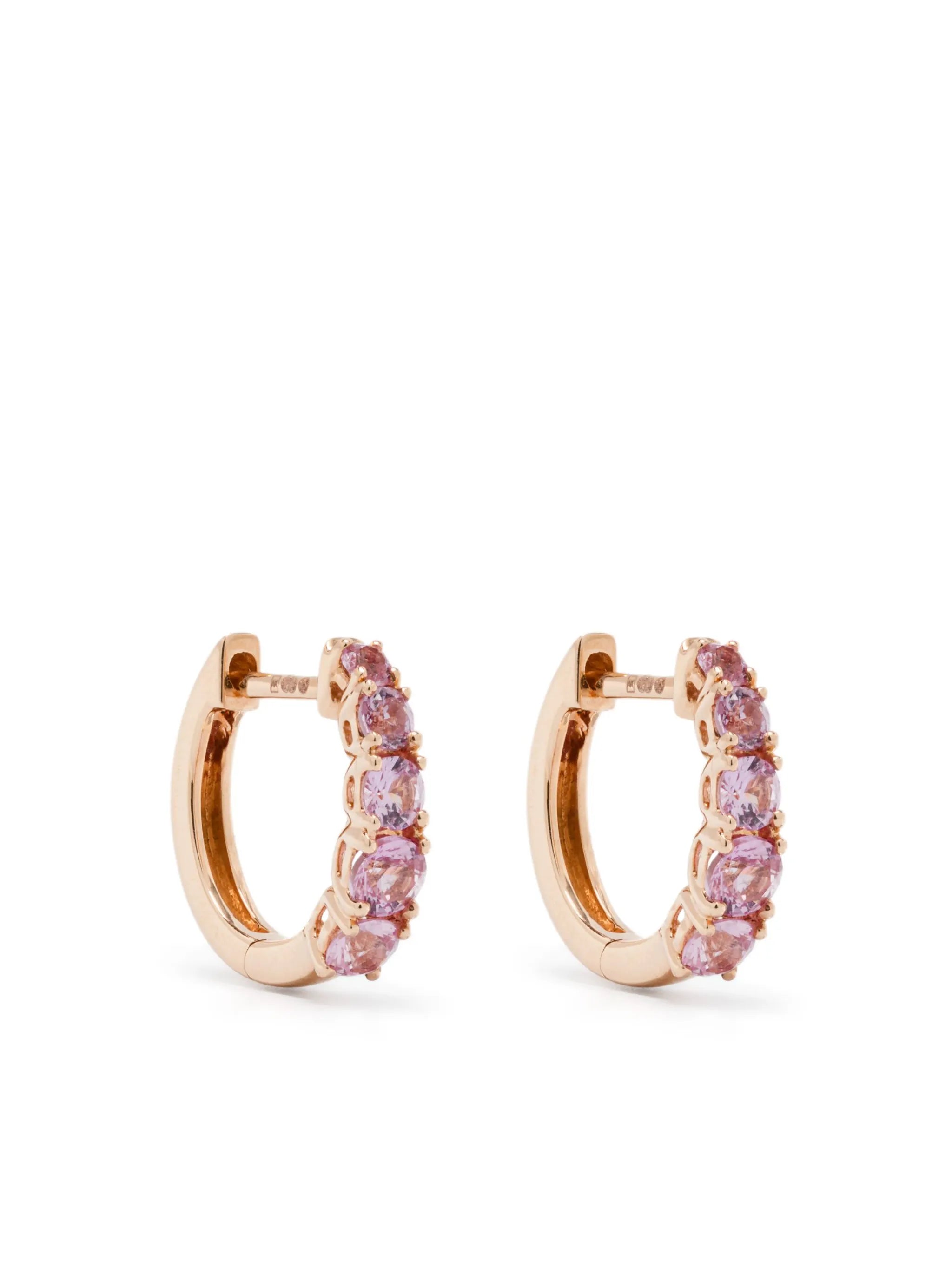 18K rose gold sapphire hoop earrings