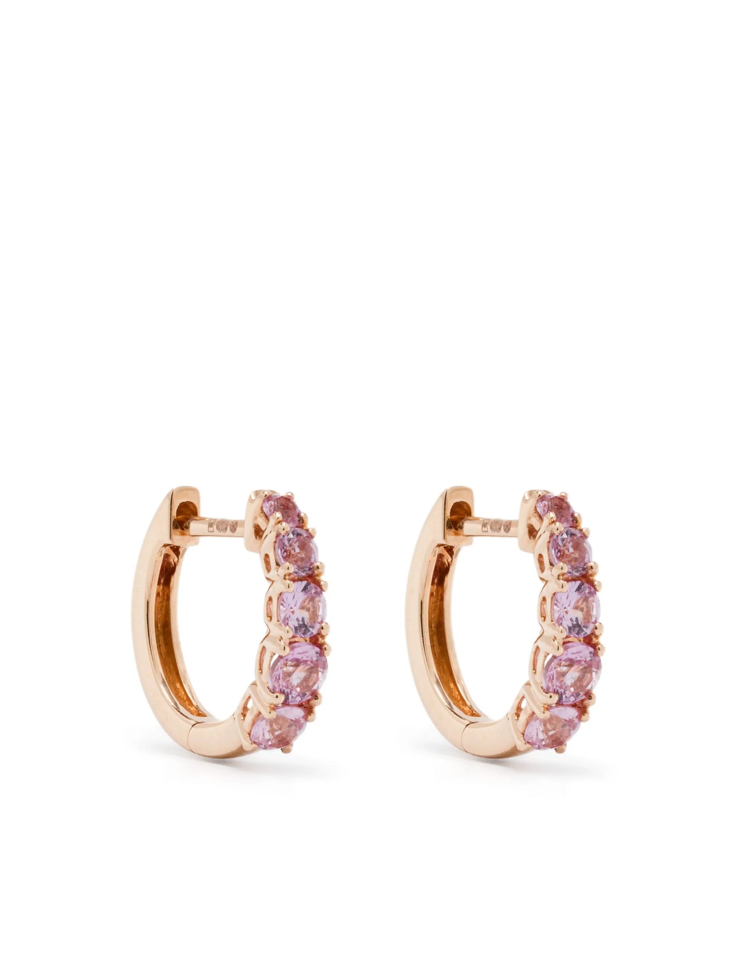 18K rose gold sapphire hoop earrings