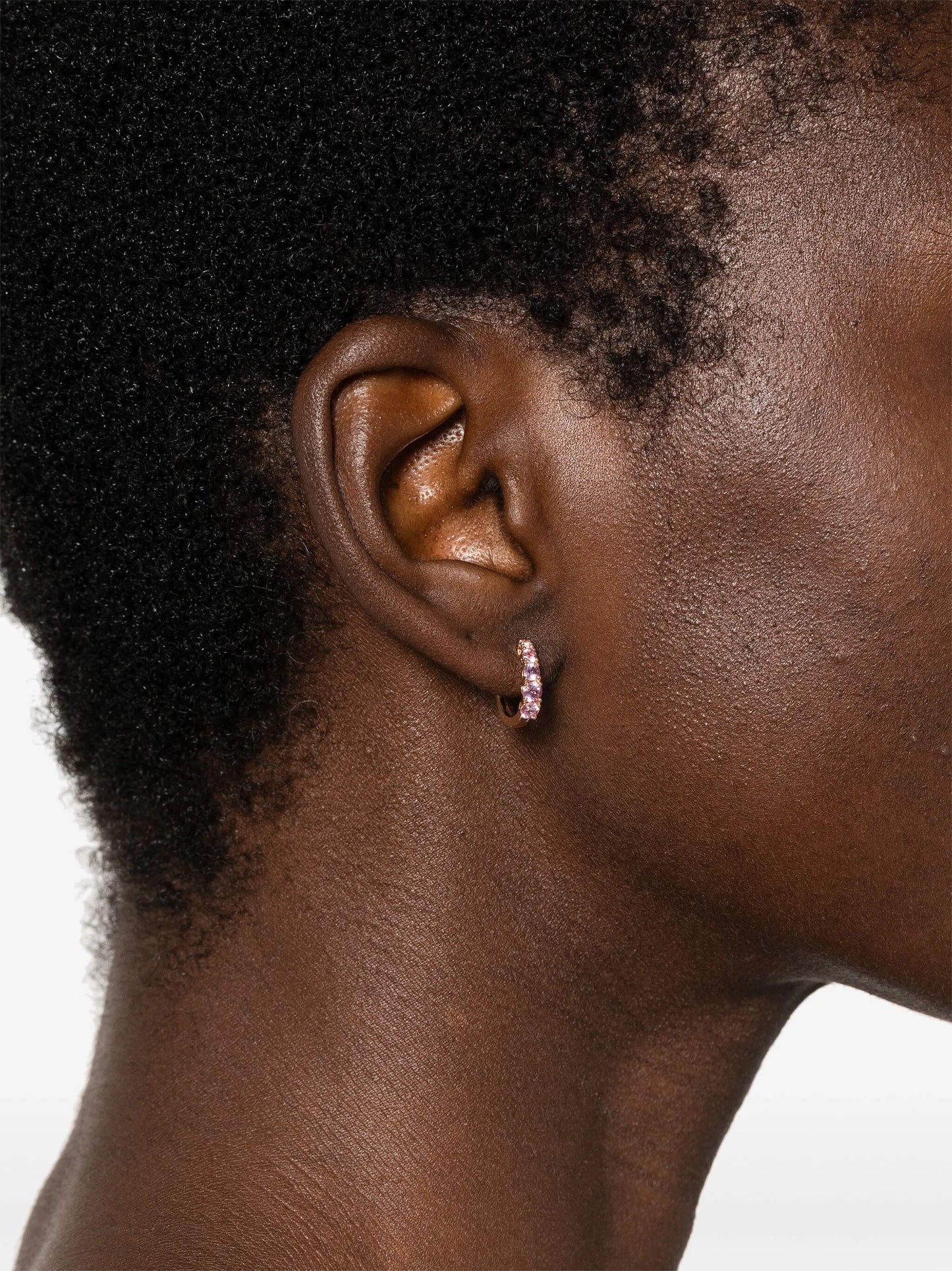 18K rose gold sapphire hoop earrings