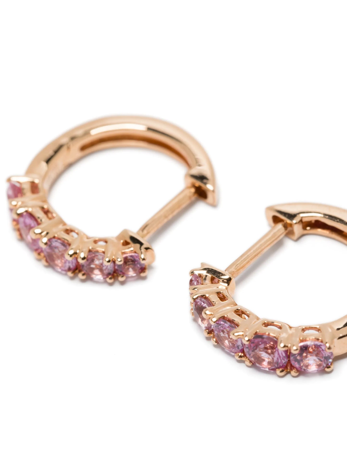 18K rose gold sapphire hoop earrings