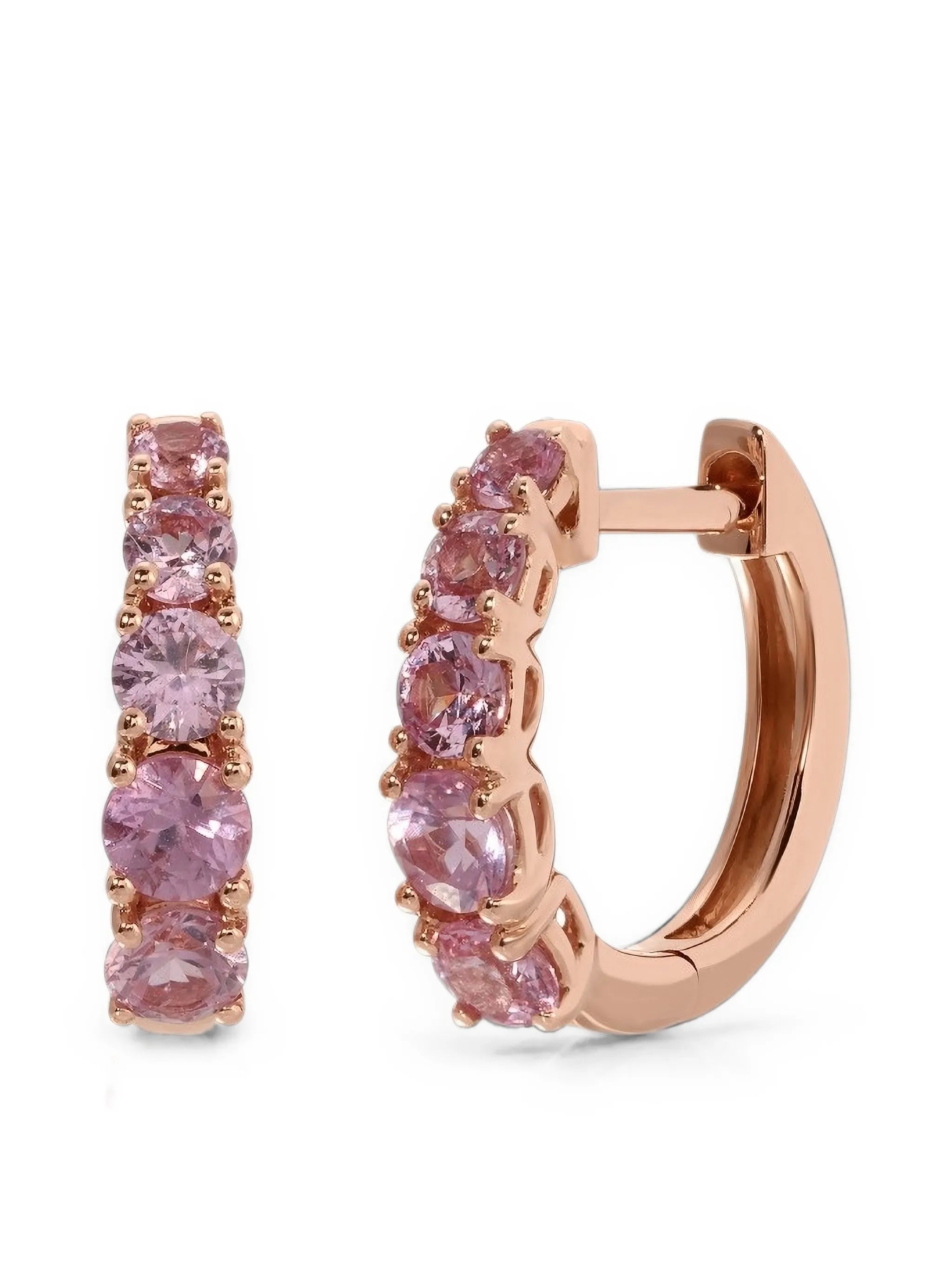 graduated pink sapphire hoop earrings