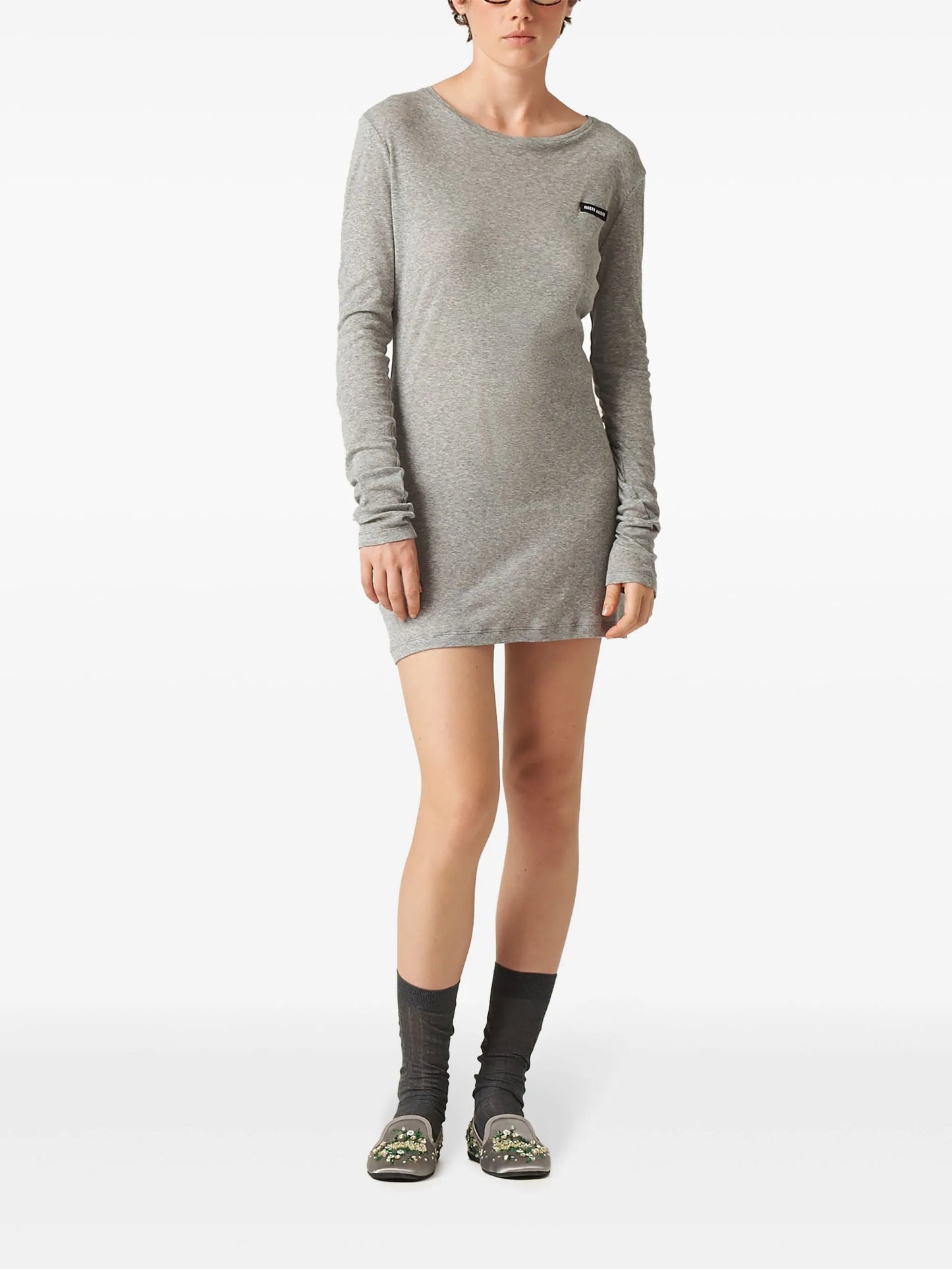 ribbed knit jersey dress