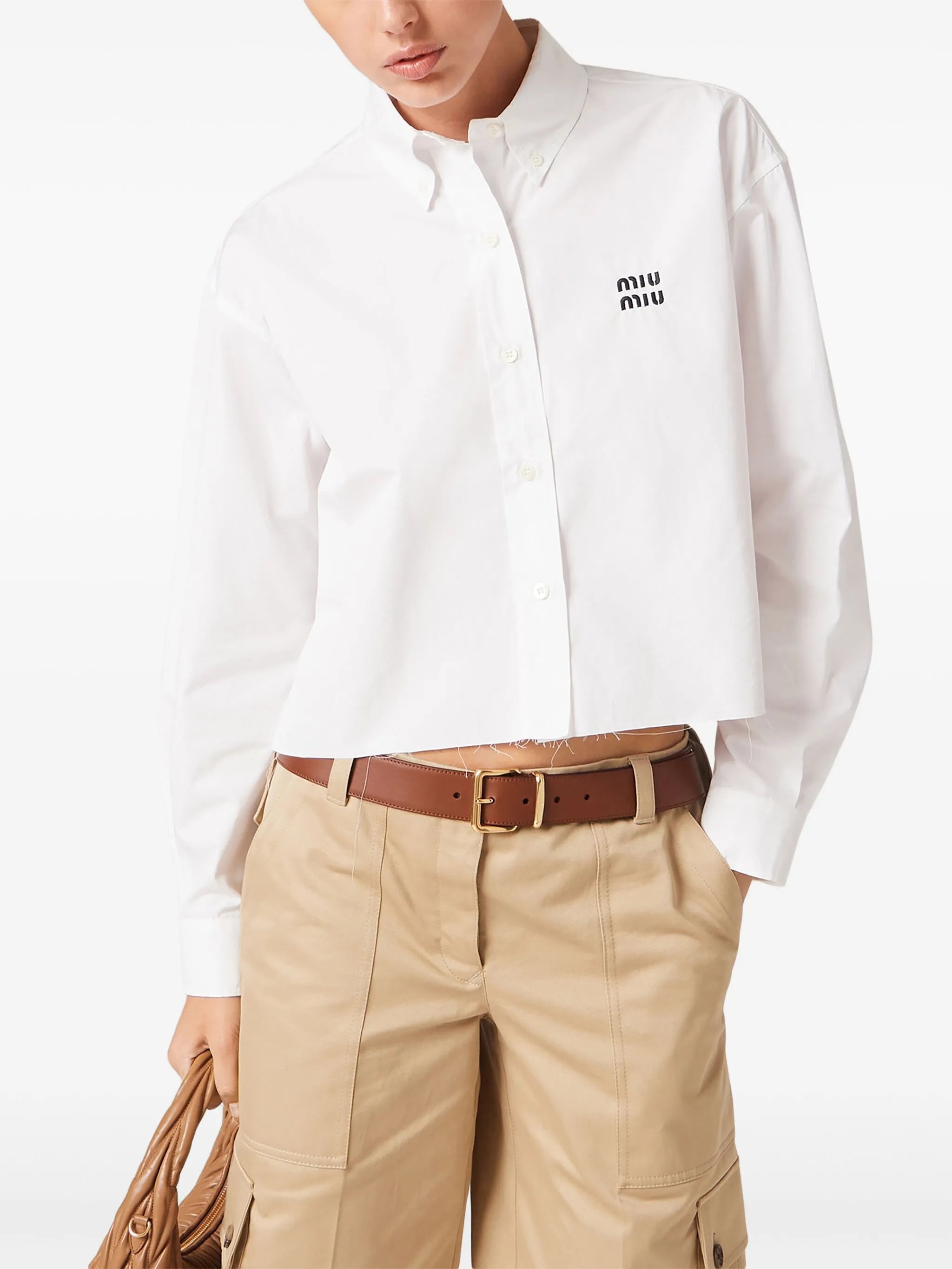 Cropped poplin shirt