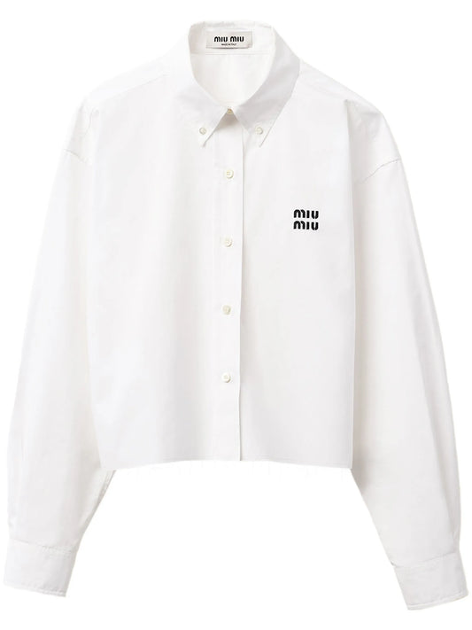 Cropped poplin shirt