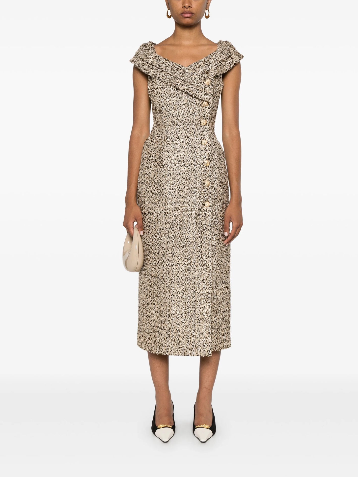 lurex tweed midi dress