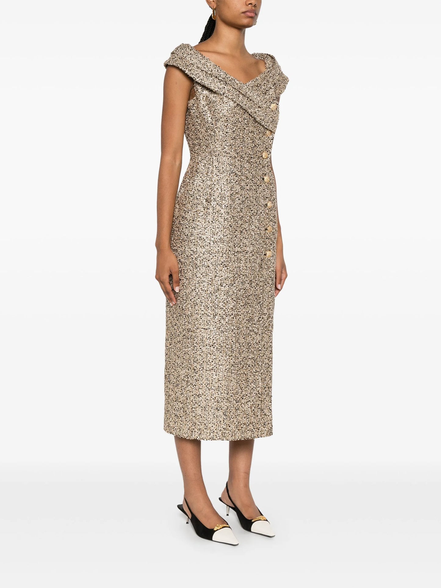 lurex tweed midi dress