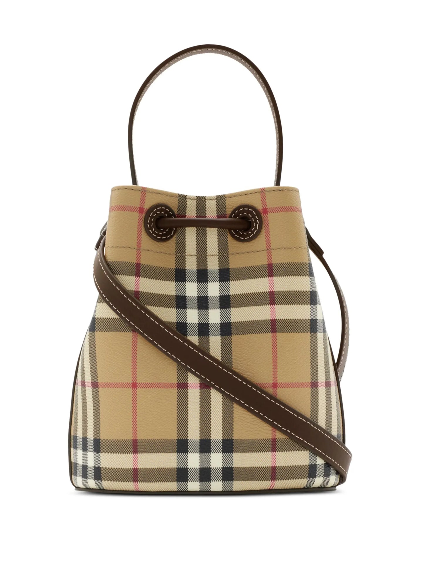 checked mini bucket bag