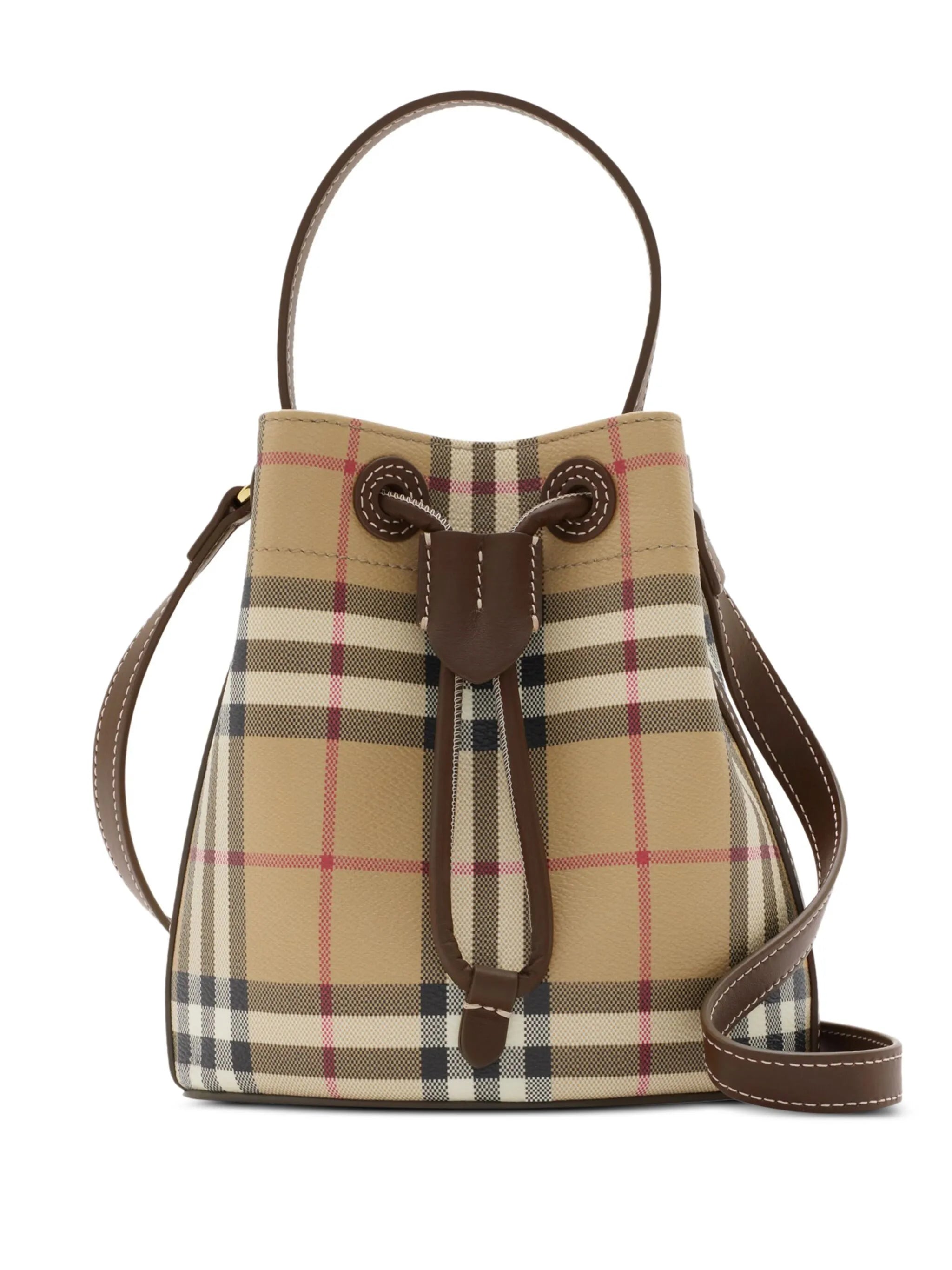 checked mini bucket bag