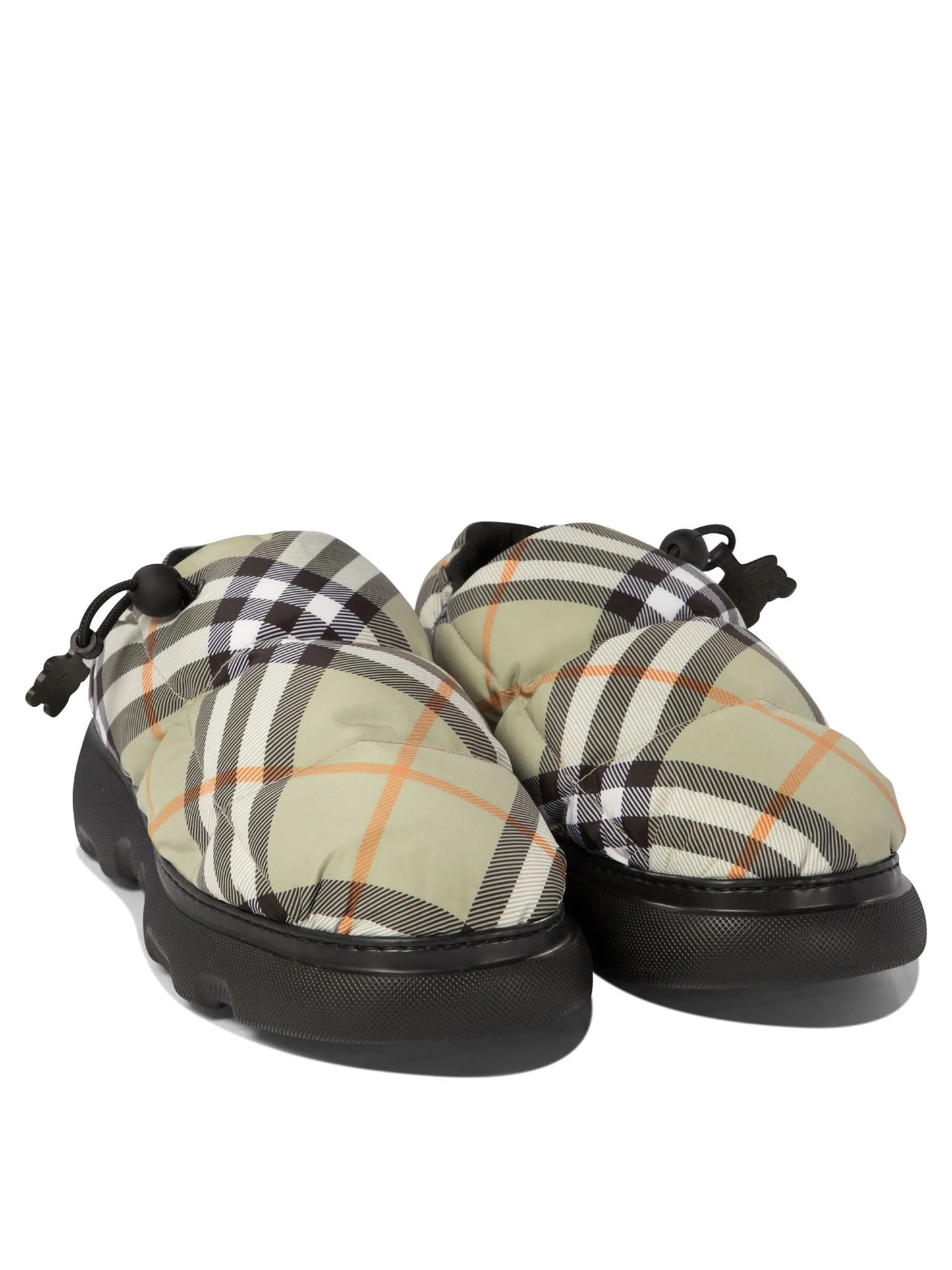 quilted-check heeled mules