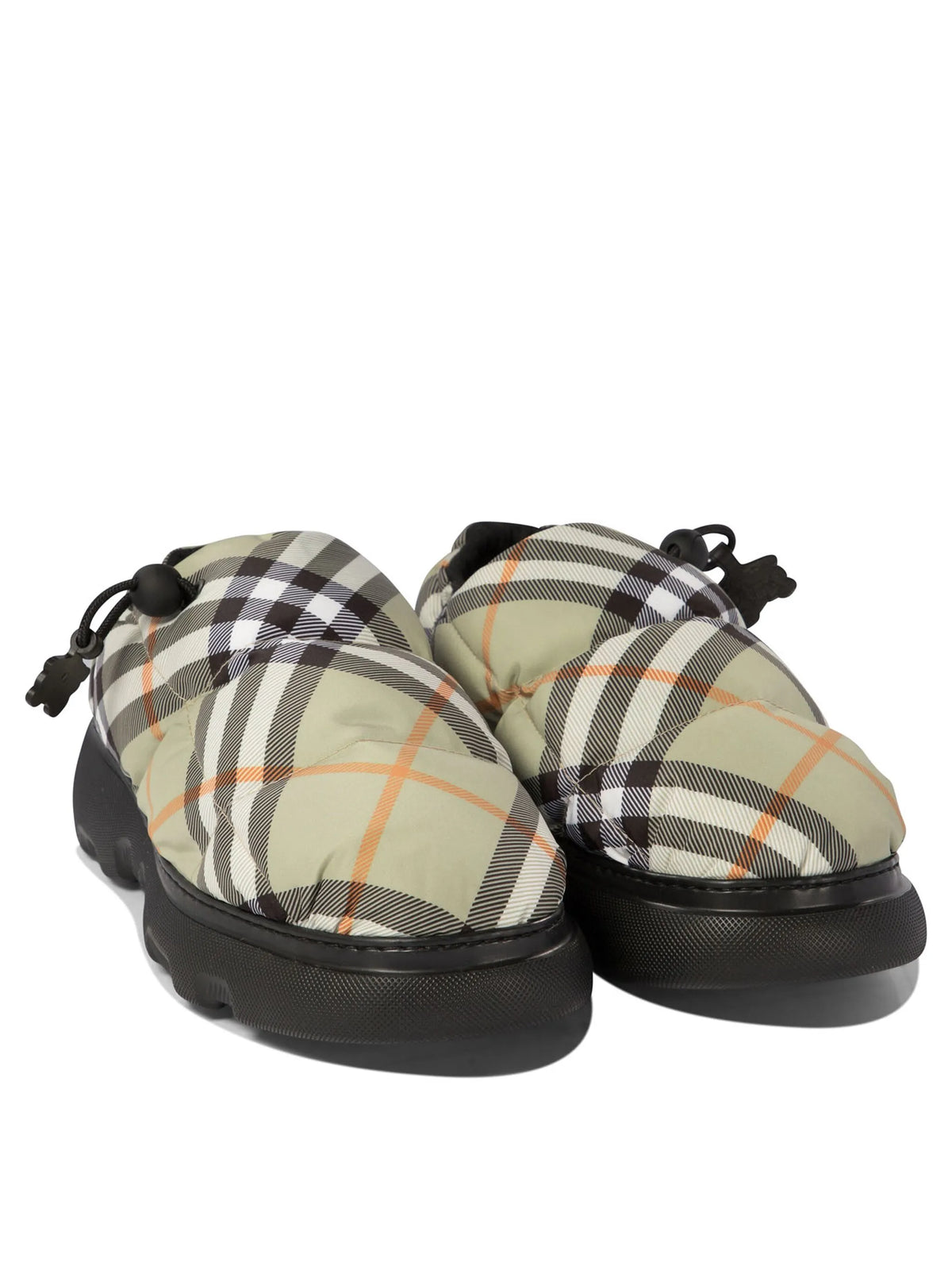 quilted-check heeled mules
