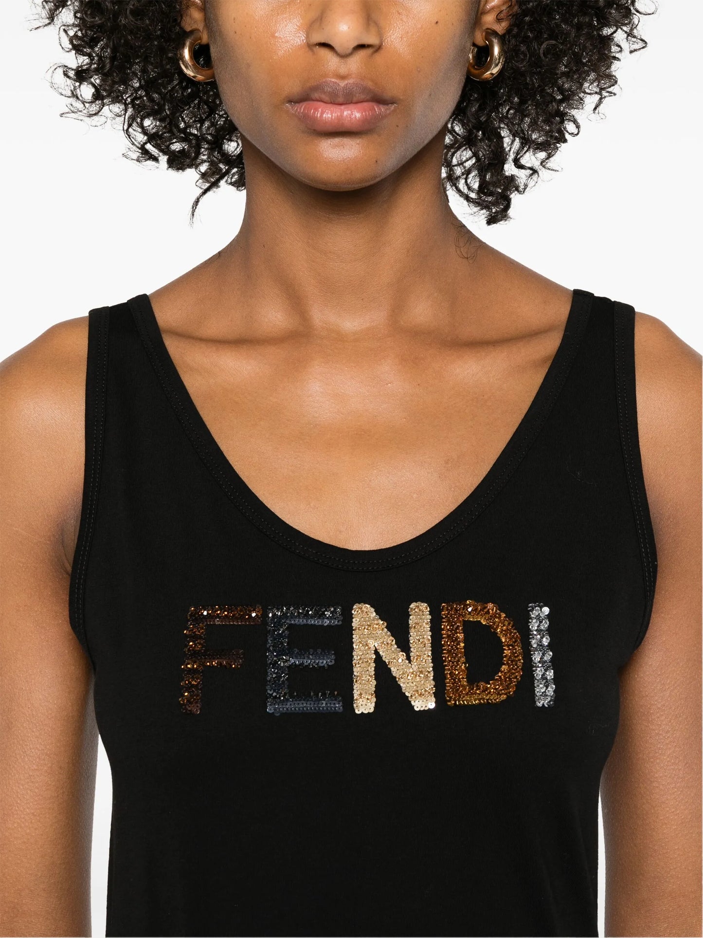 sequin-logo tank top