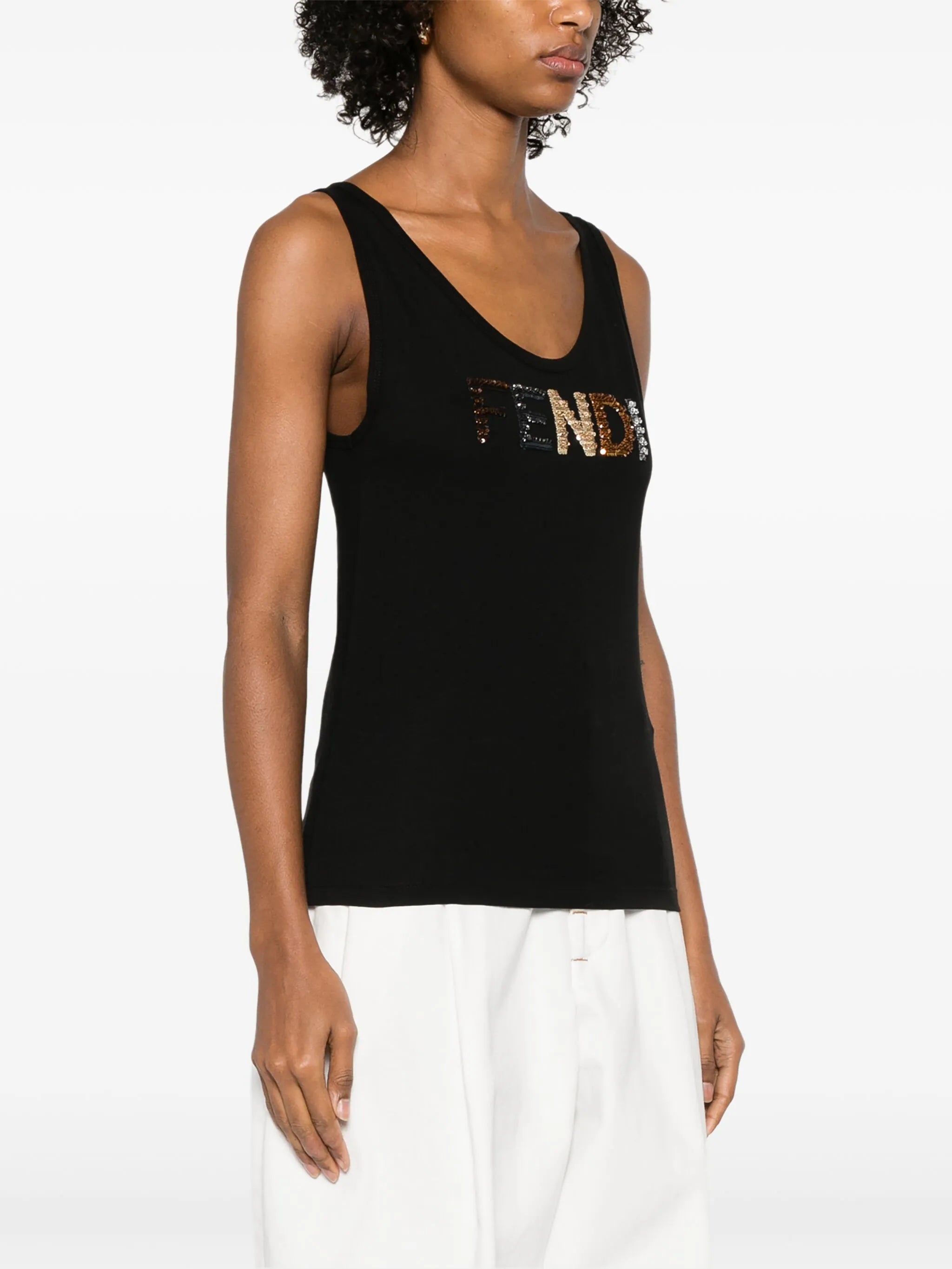 sequin-logo tank top