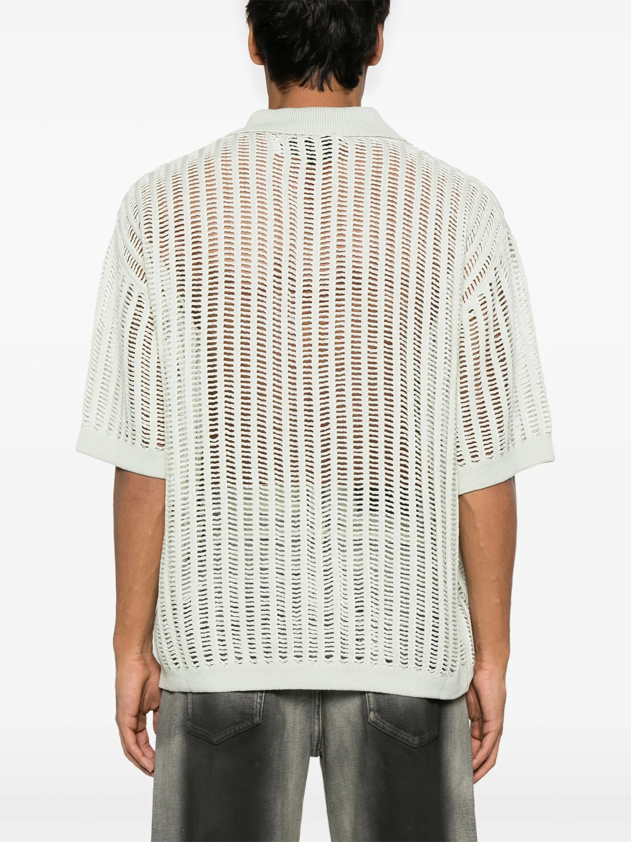 open-knit polo shirt