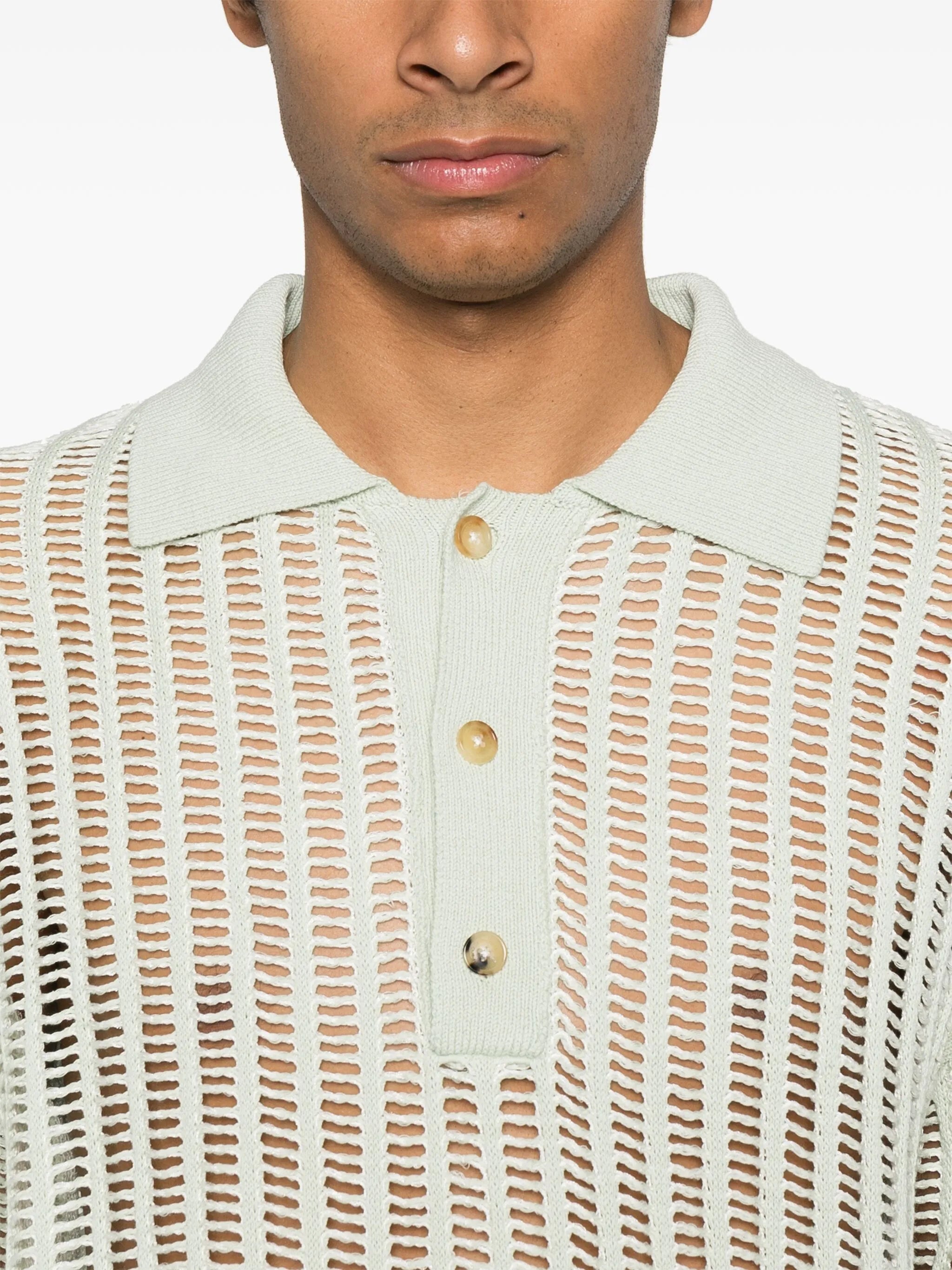 open-knit polo shirt