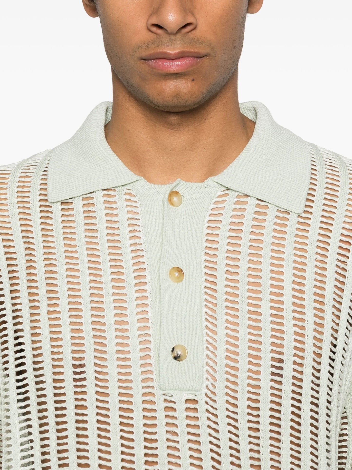 open-knit polo shirt