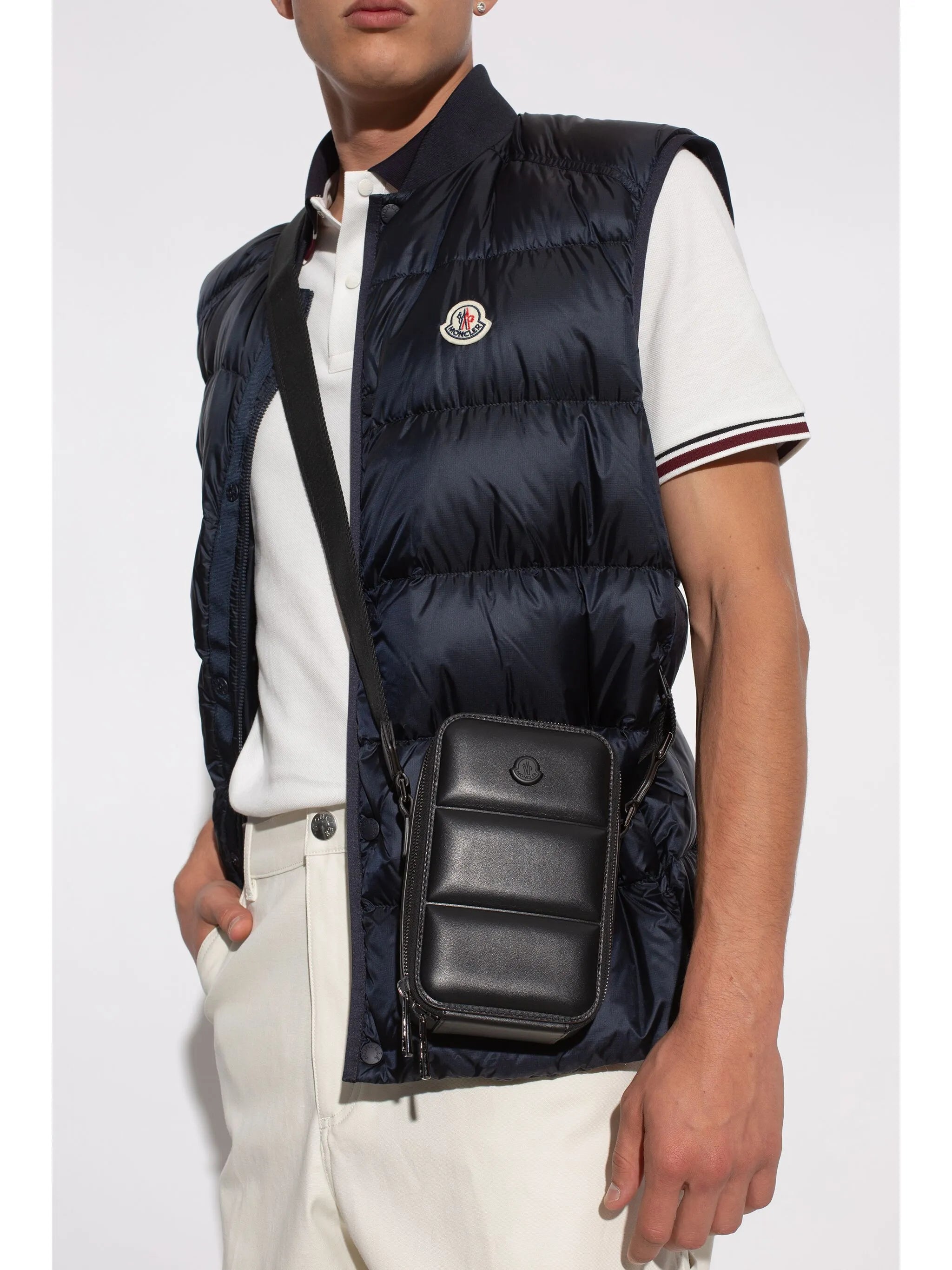 logo-embossed messenger bag