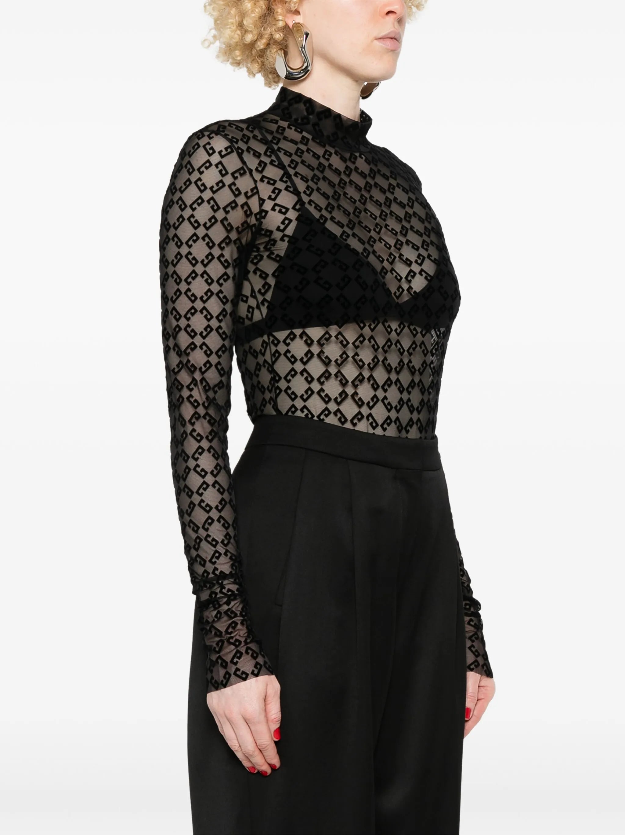 flocked-logo bodysuit